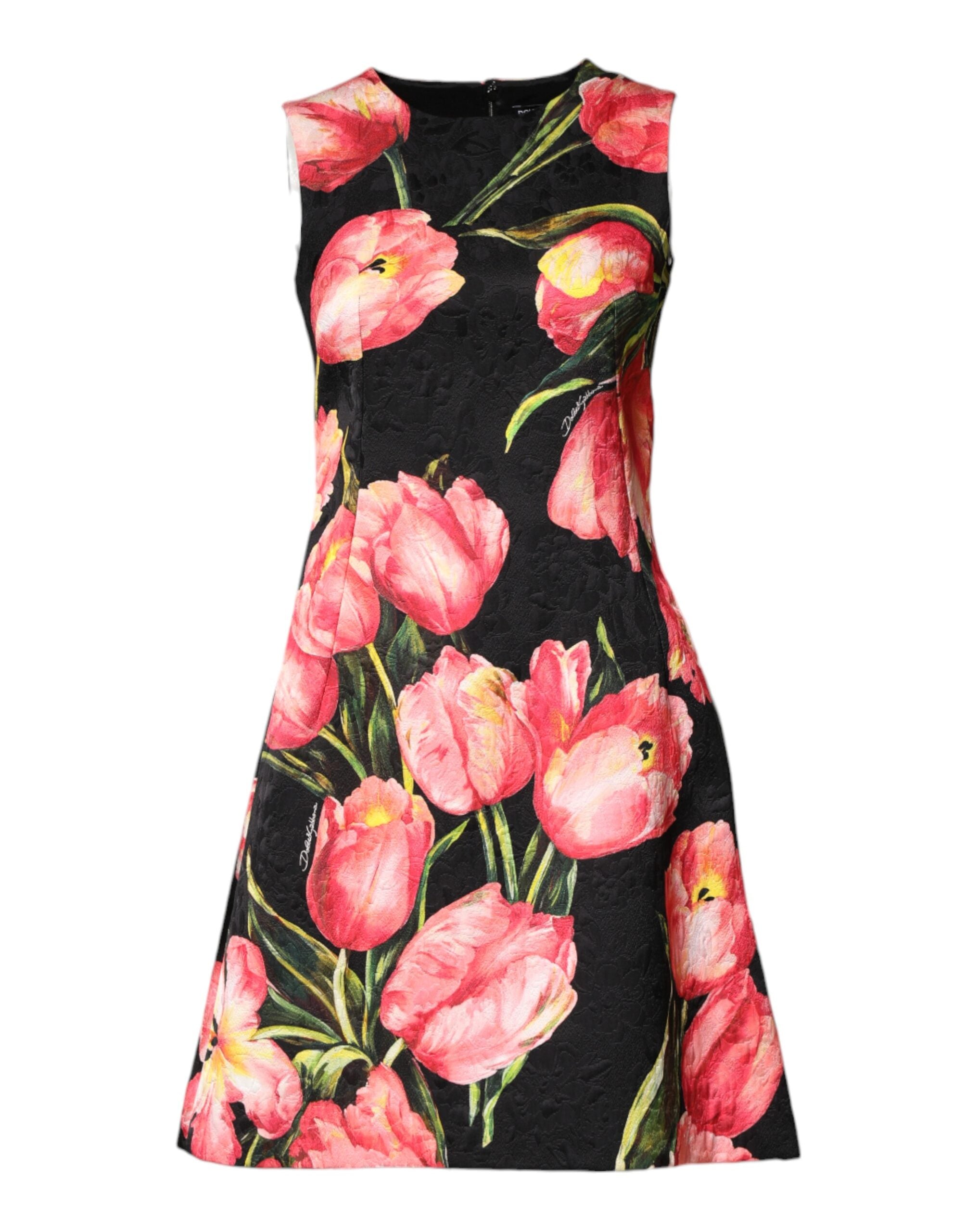 Dolce & Gabbana Black Floral Print Viscose A-line Mini  Dress Dolce & Gabbana