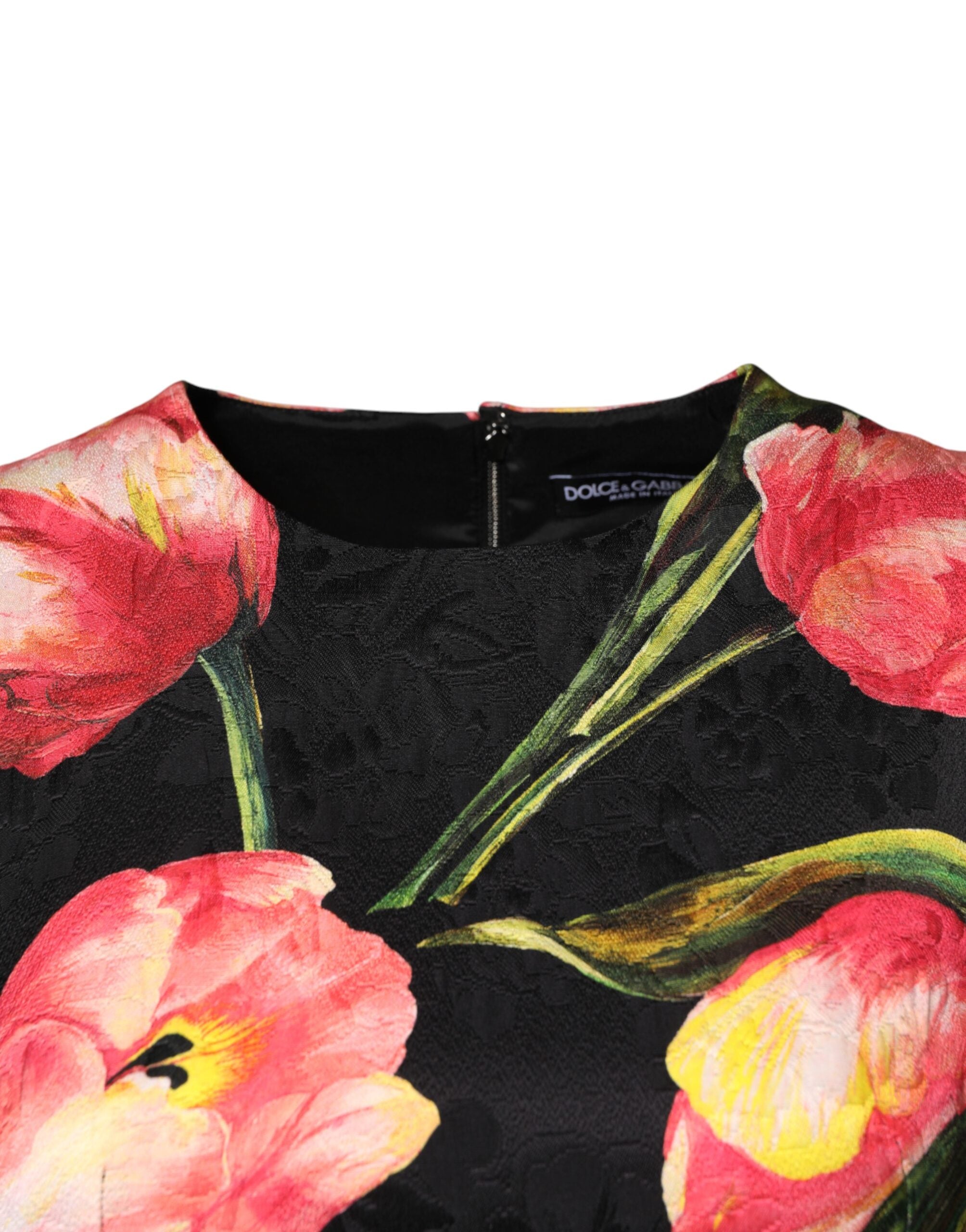 Dolce & Gabbana Black Floral Print Viscose A-line Mini  Dress Dolce & Gabbana