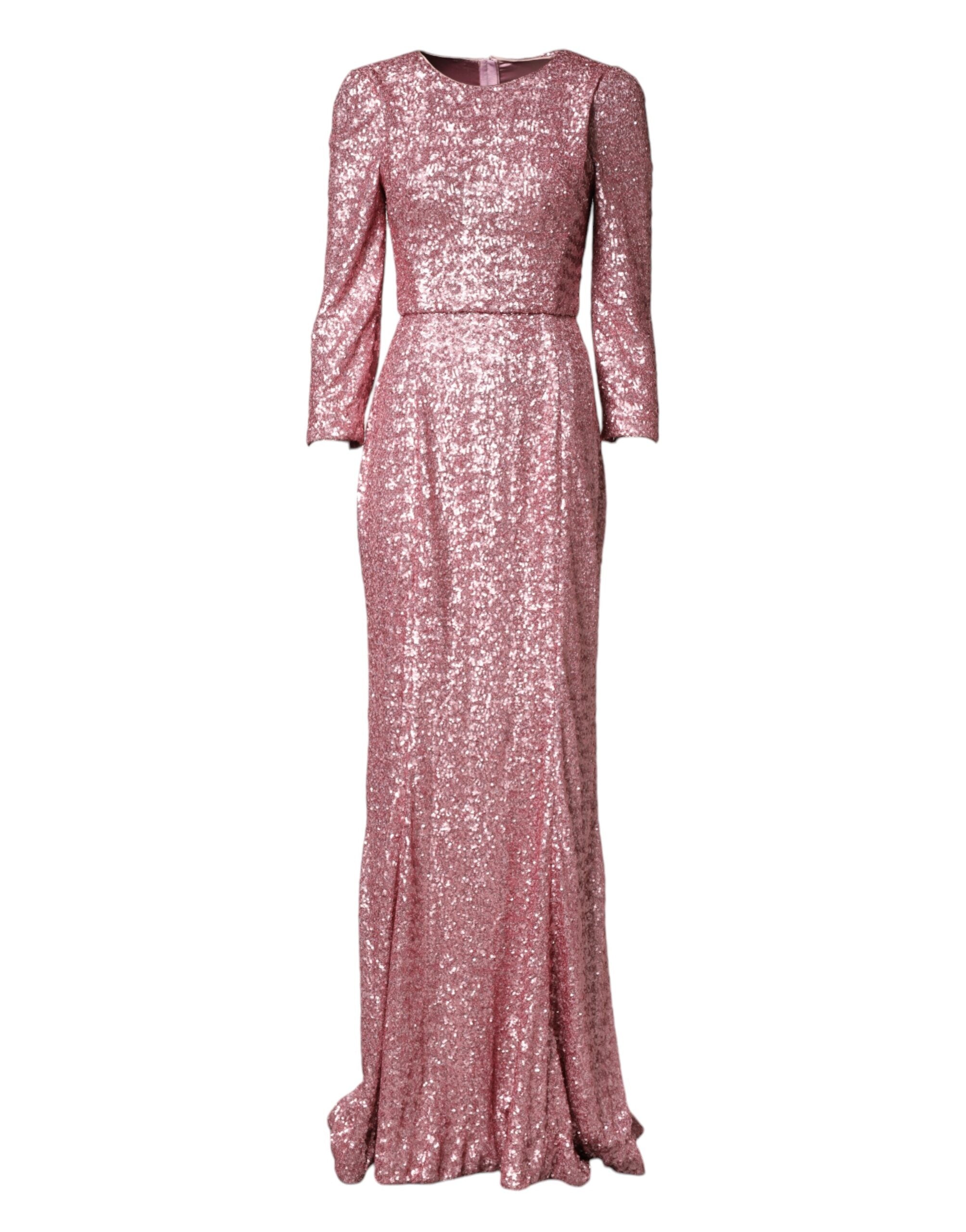Dolce & Gabbana Pink Sequinned Mermaid Long Gown Dress Dolce & Gabbana