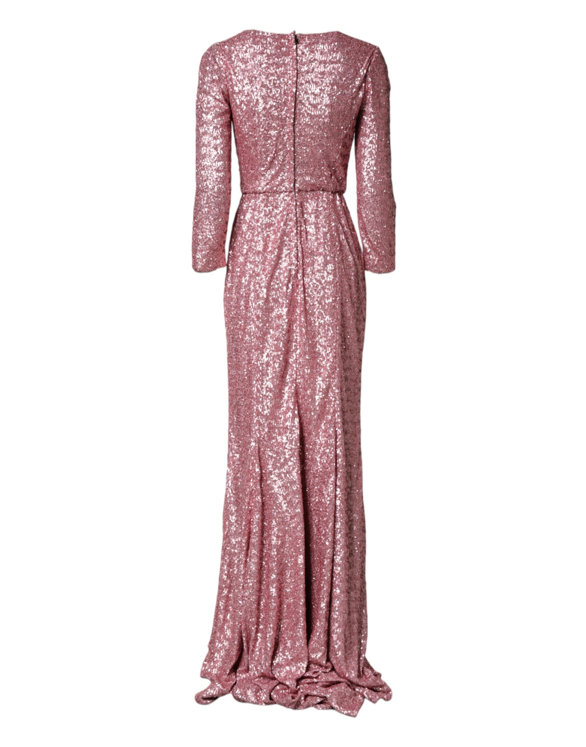 Dolce & Gabbana Pink Sequinned Mermaid Long Gown Dress Dolce & Gabbana