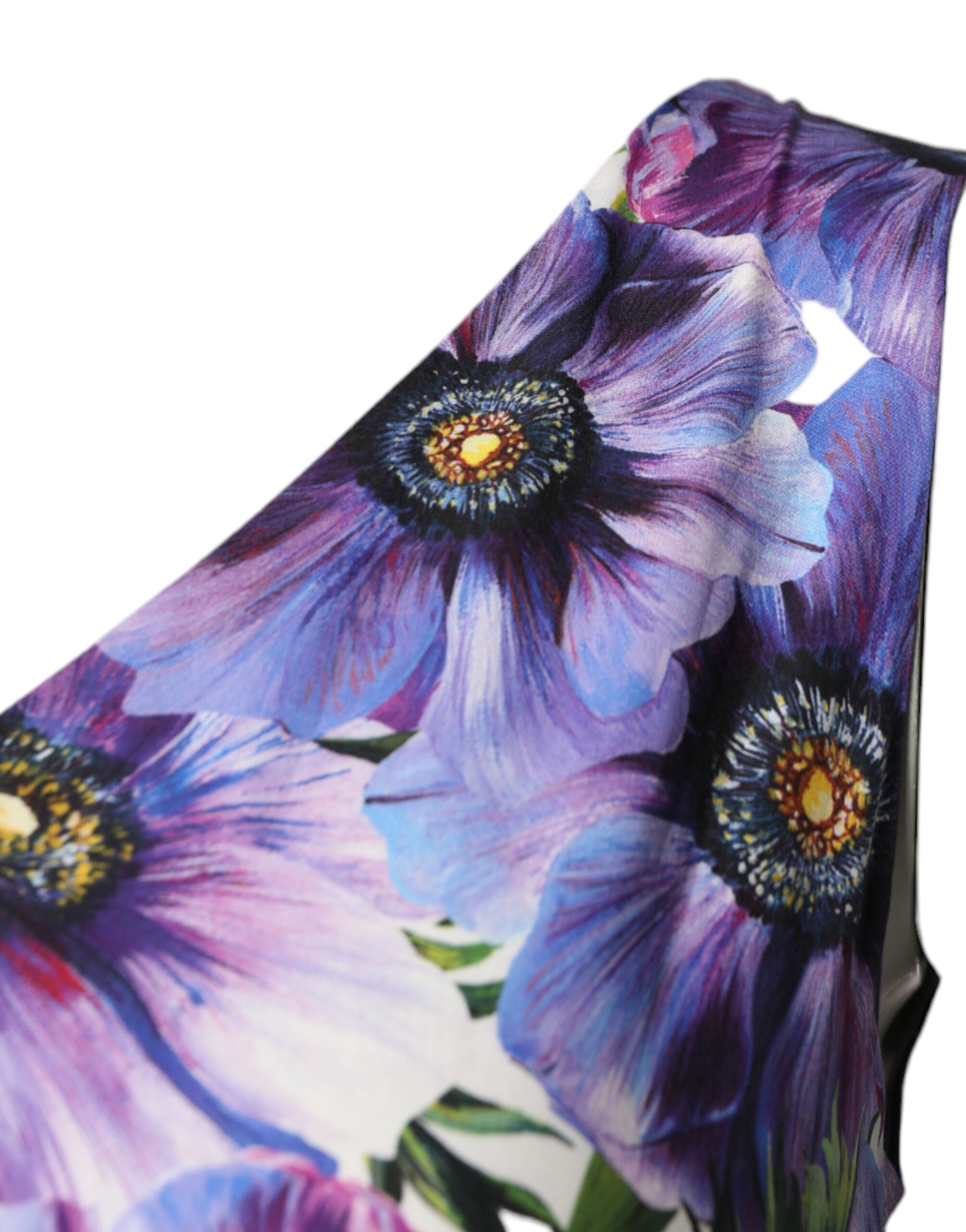 Dolce & Gabbana Purple Anemone Print Pleated Midi Dress Dolce & Gabbana
