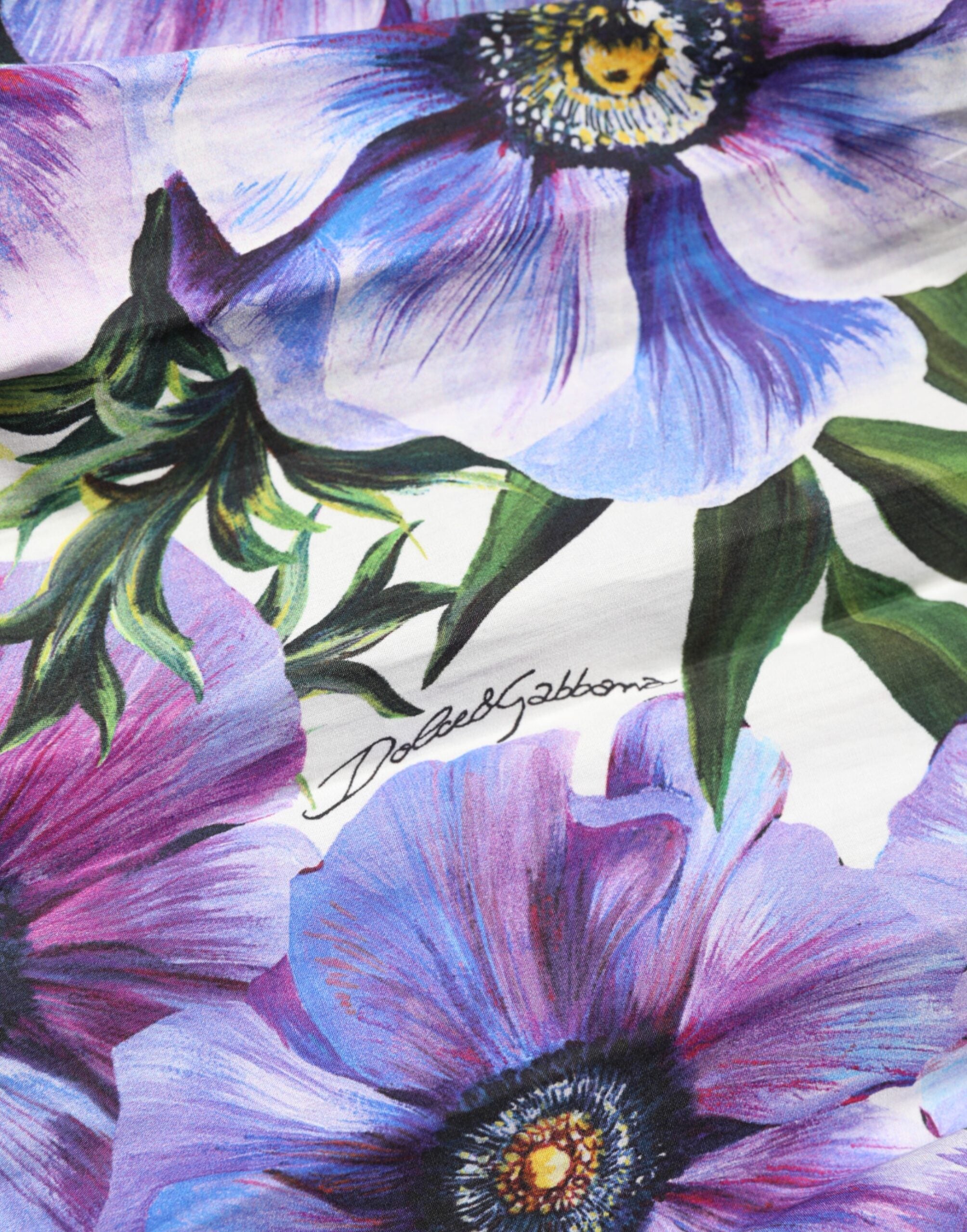 Dolce & Gabbana Purple Anemone Print Pleated Midi Dress Dolce & Gabbana