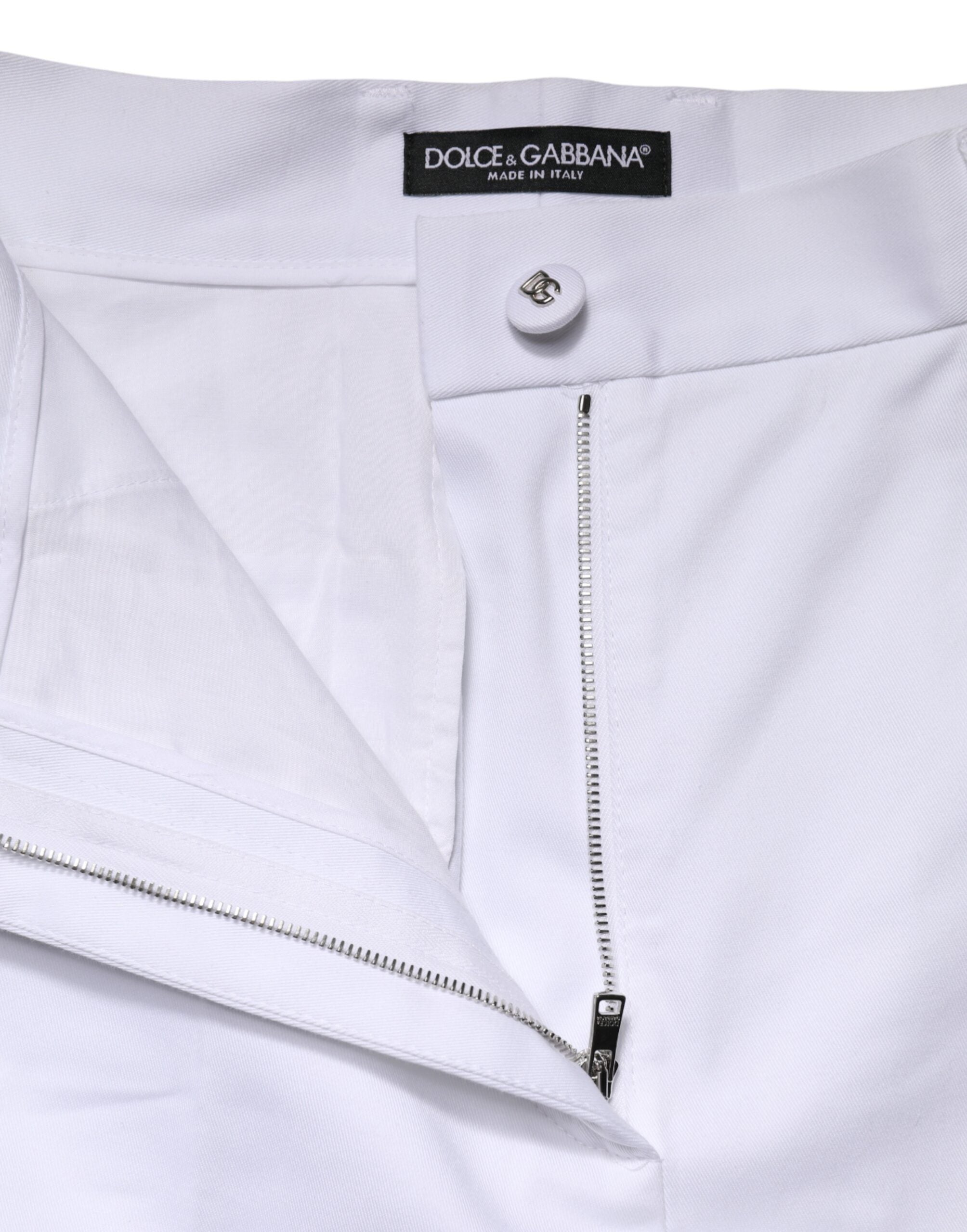 Dolce & Gabbana White Cotton High Waist WideLeg Cropped Pants Dolce & Gabbana