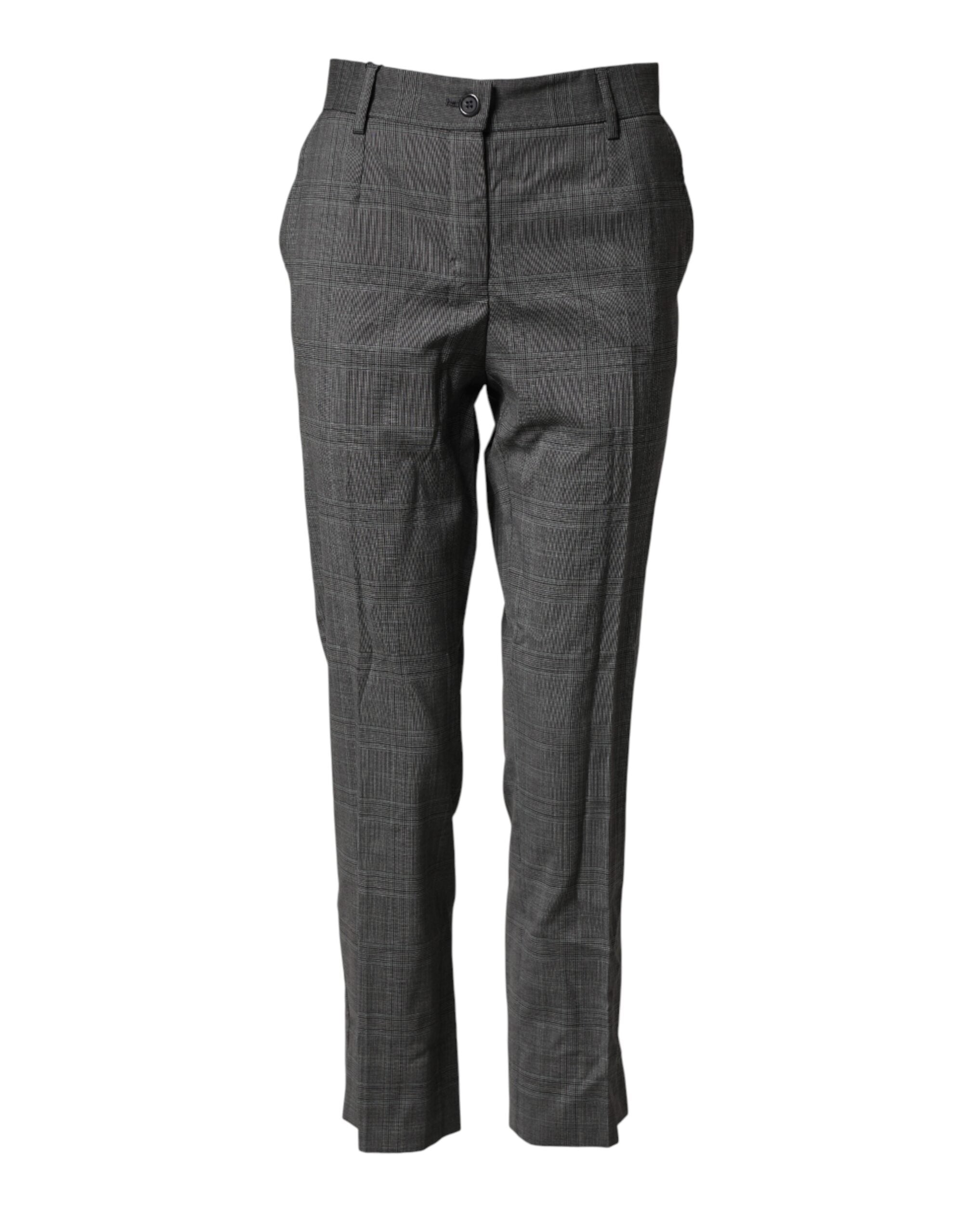 Dolce & Gabbana Dark Gray Check Tartan VirginWool Dress Pants Dolce & Gabbana