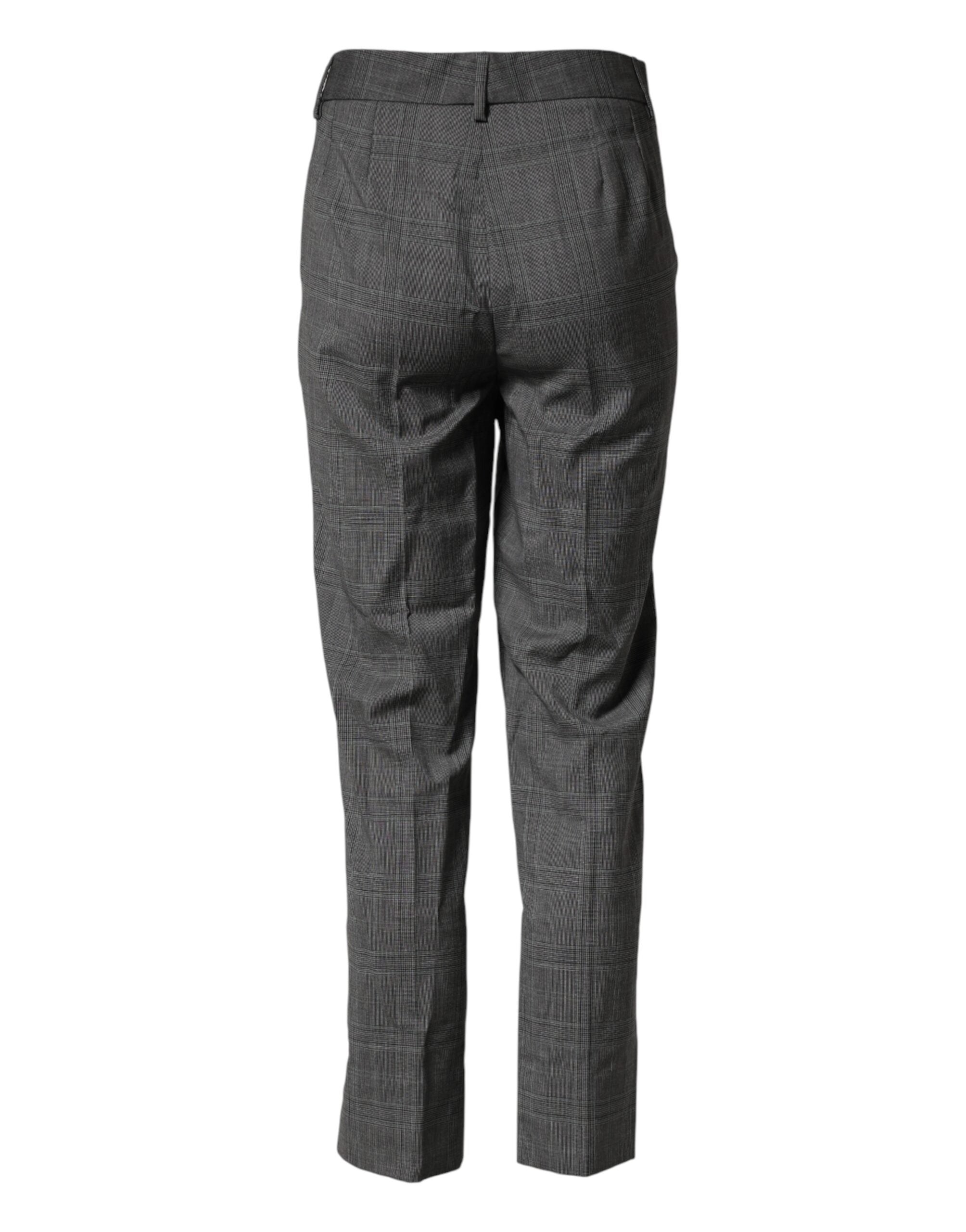 Dolce & Gabbana Dark Gray Check Tartan VirginWool Dress Pants Dolce & Gabbana