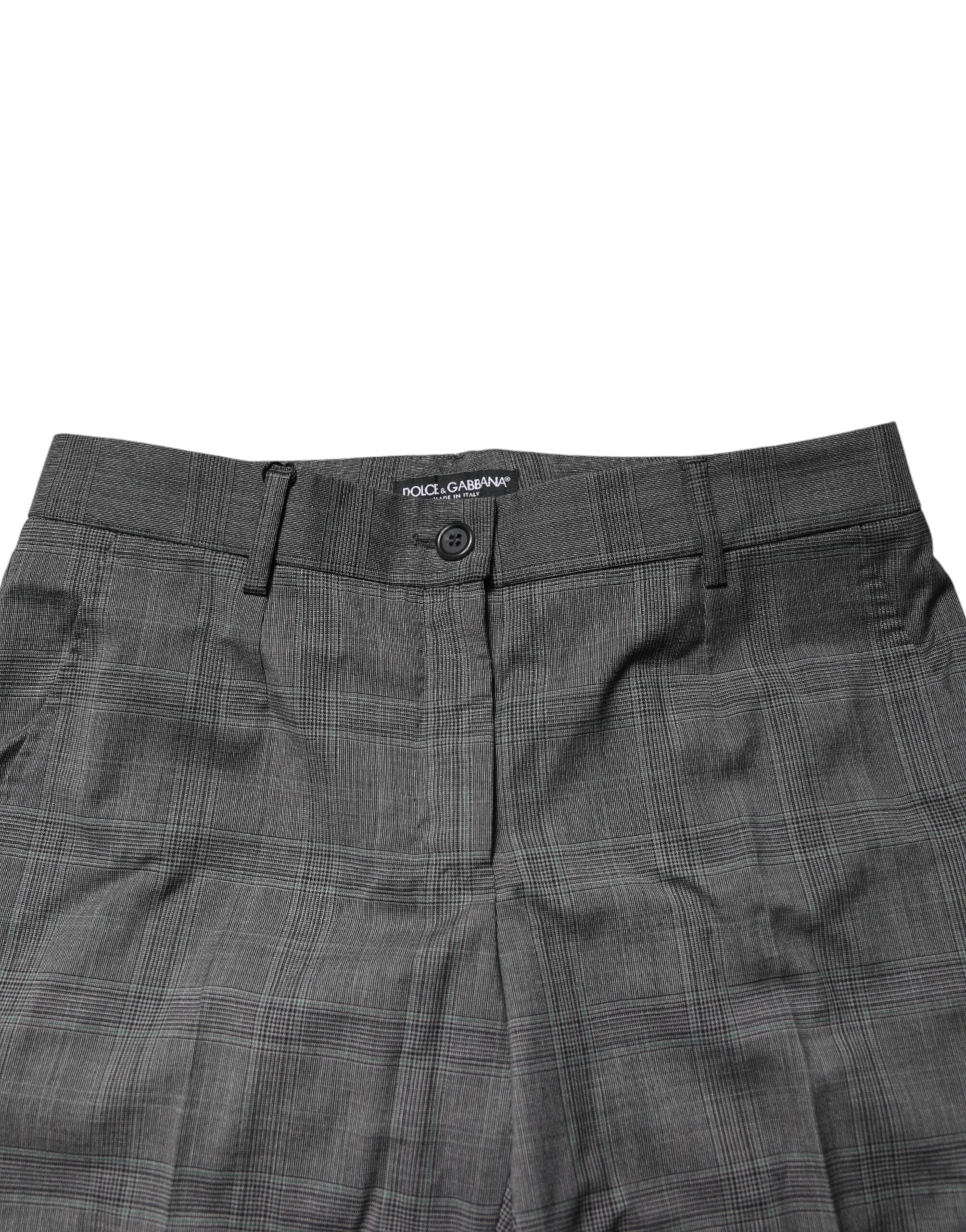 Dolce & Gabbana Dark Gray Check Tartan VirginWool Dress Pants Dolce & Gabbana