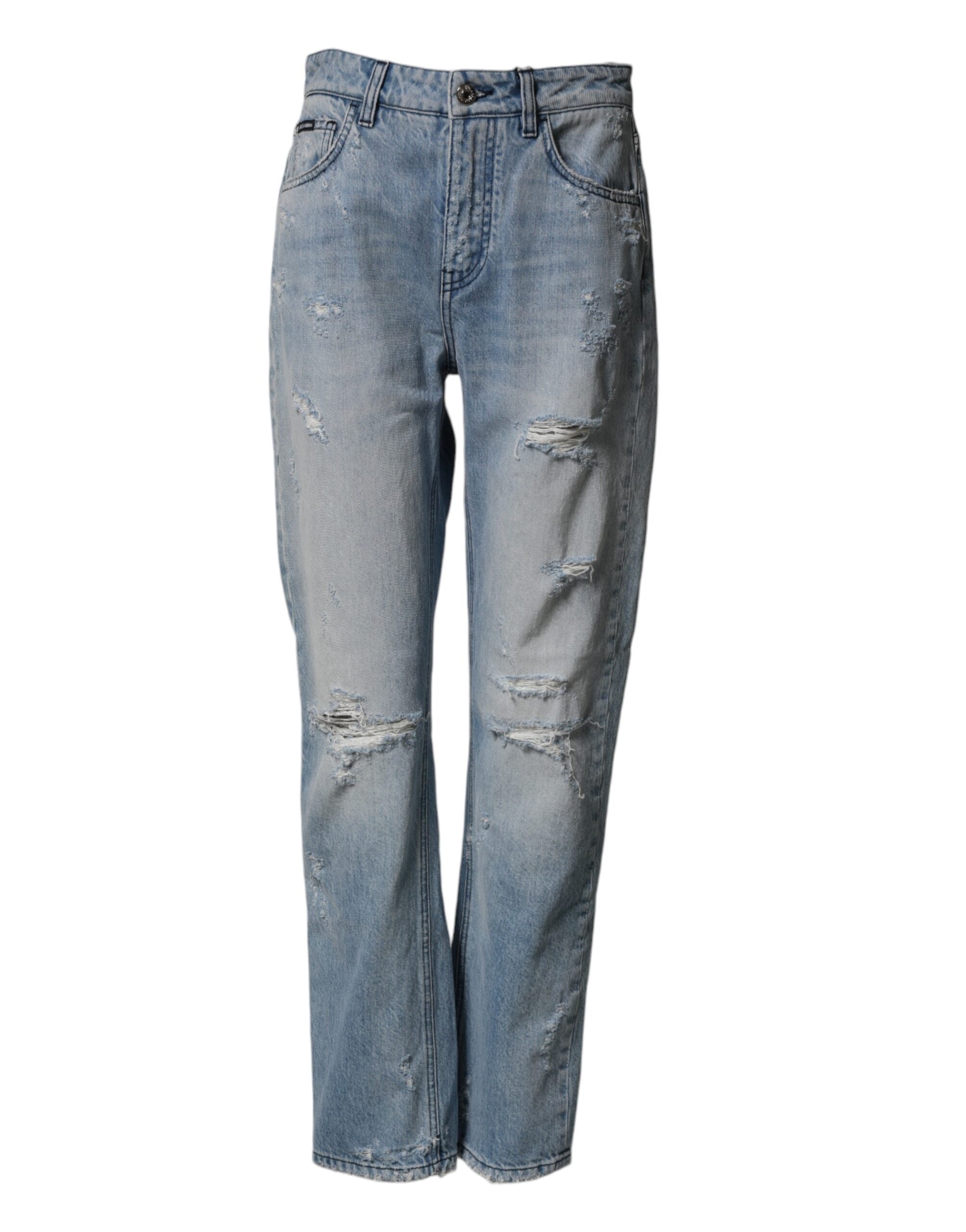 Dolce & Gabbana LightBlue Ripped Washed BOYFRIEND Denim Jeans Dolce & Gabbana
