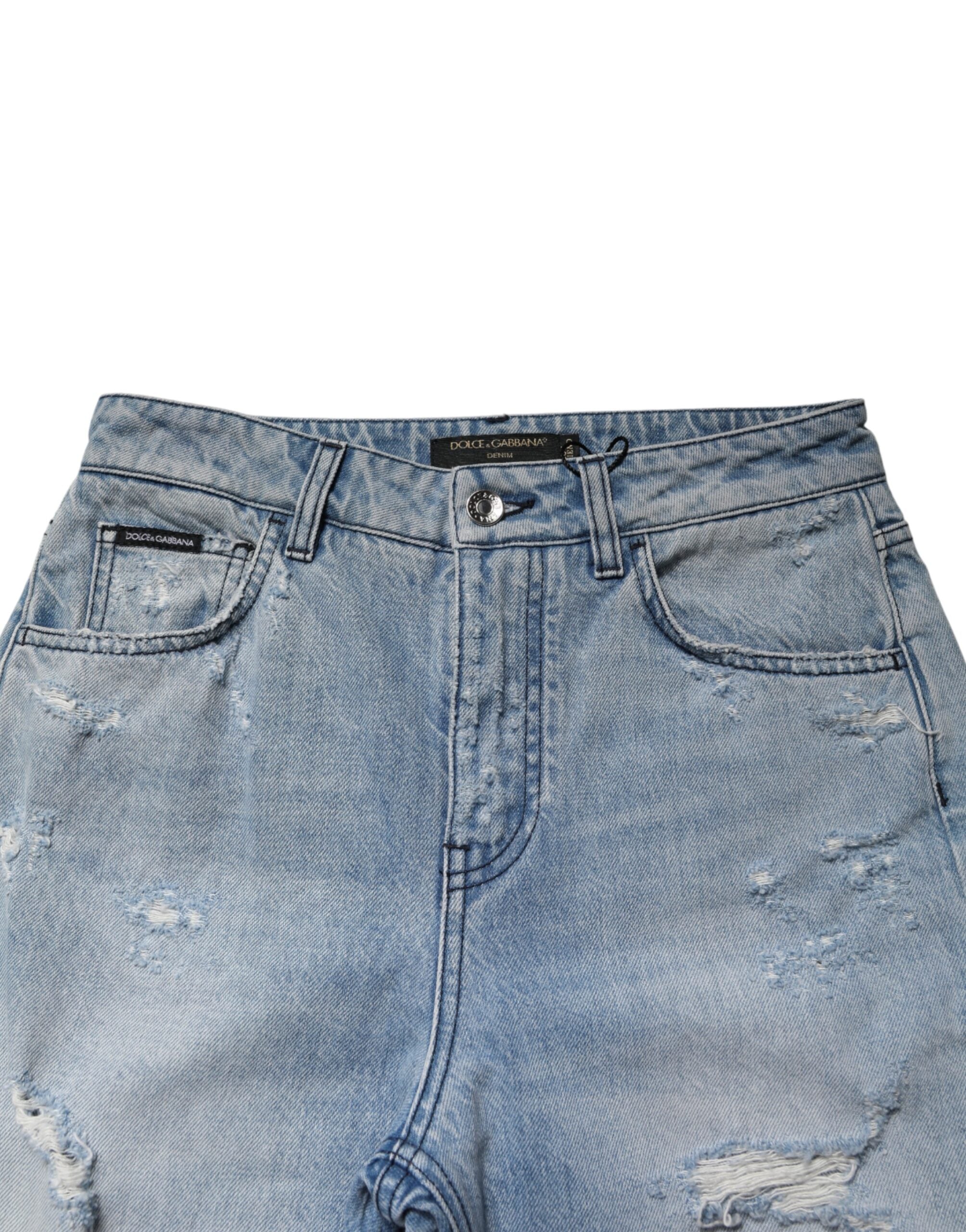 Dolce & Gabbana LightBlue Ripped Washed BOYFRIEND Denim Jeans Dolce & Gabbana
