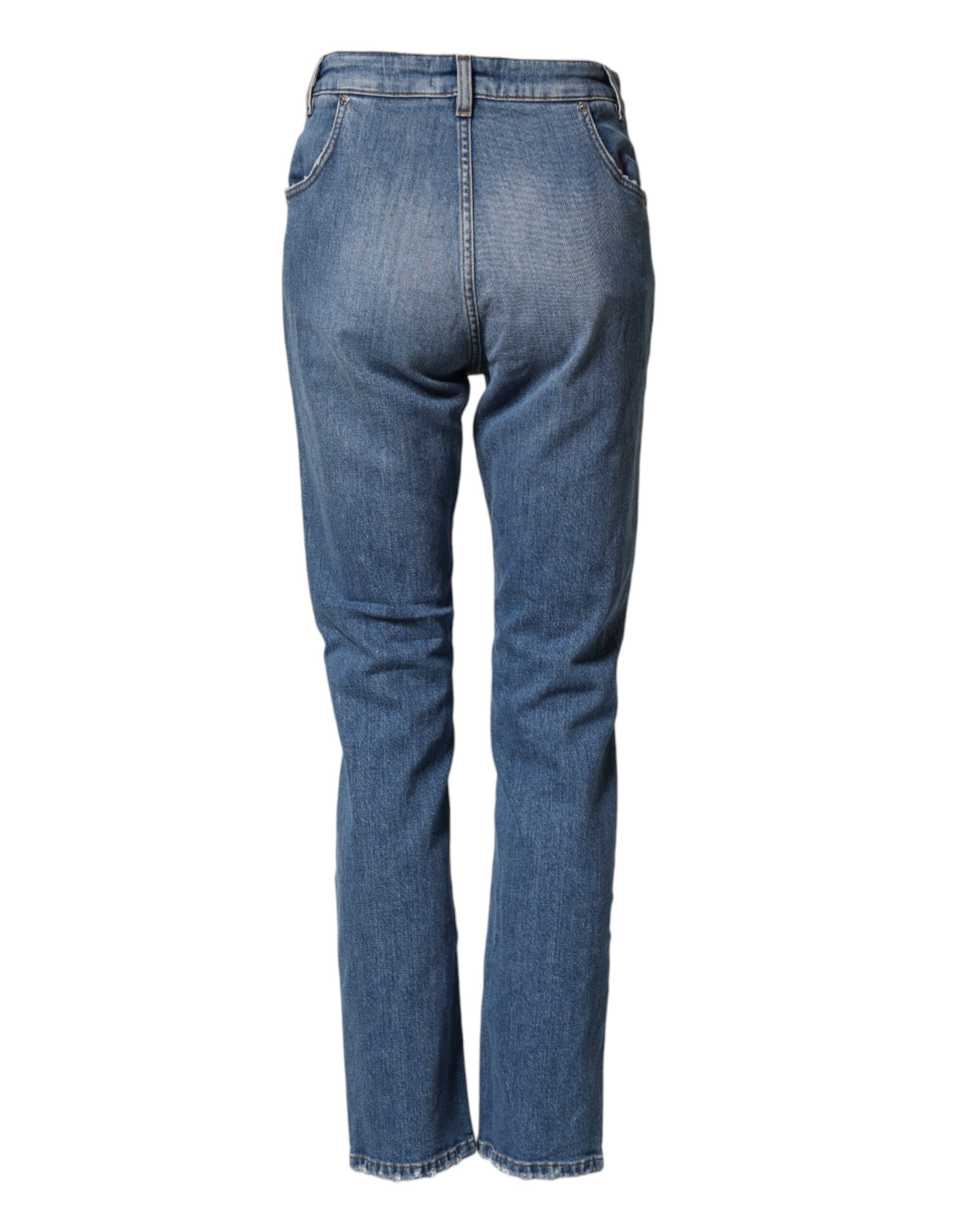 Dolce & Gabbana Blue Distressed Washed Cotton Denim Jeans Dolce & Gabbana