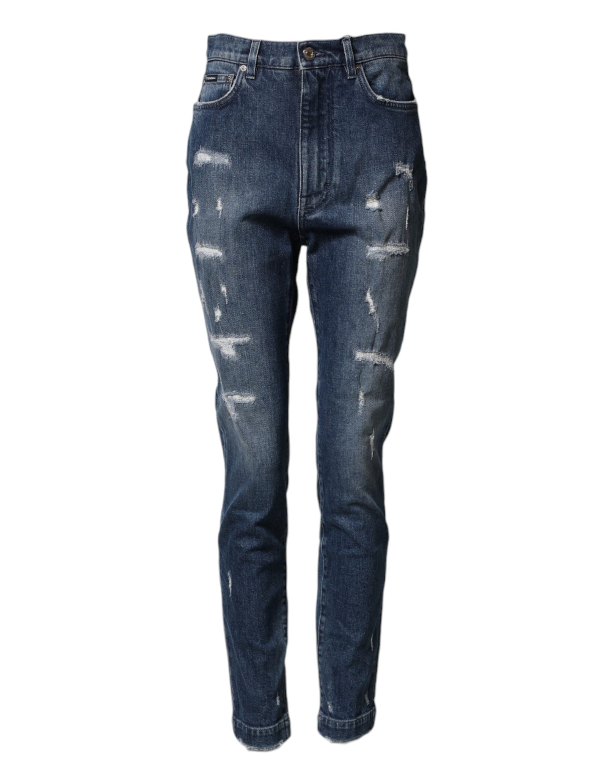 Dolce & Gabbana Blue Distressed Washed Logo GRACE Denim Jeans Dolce & Gabbana