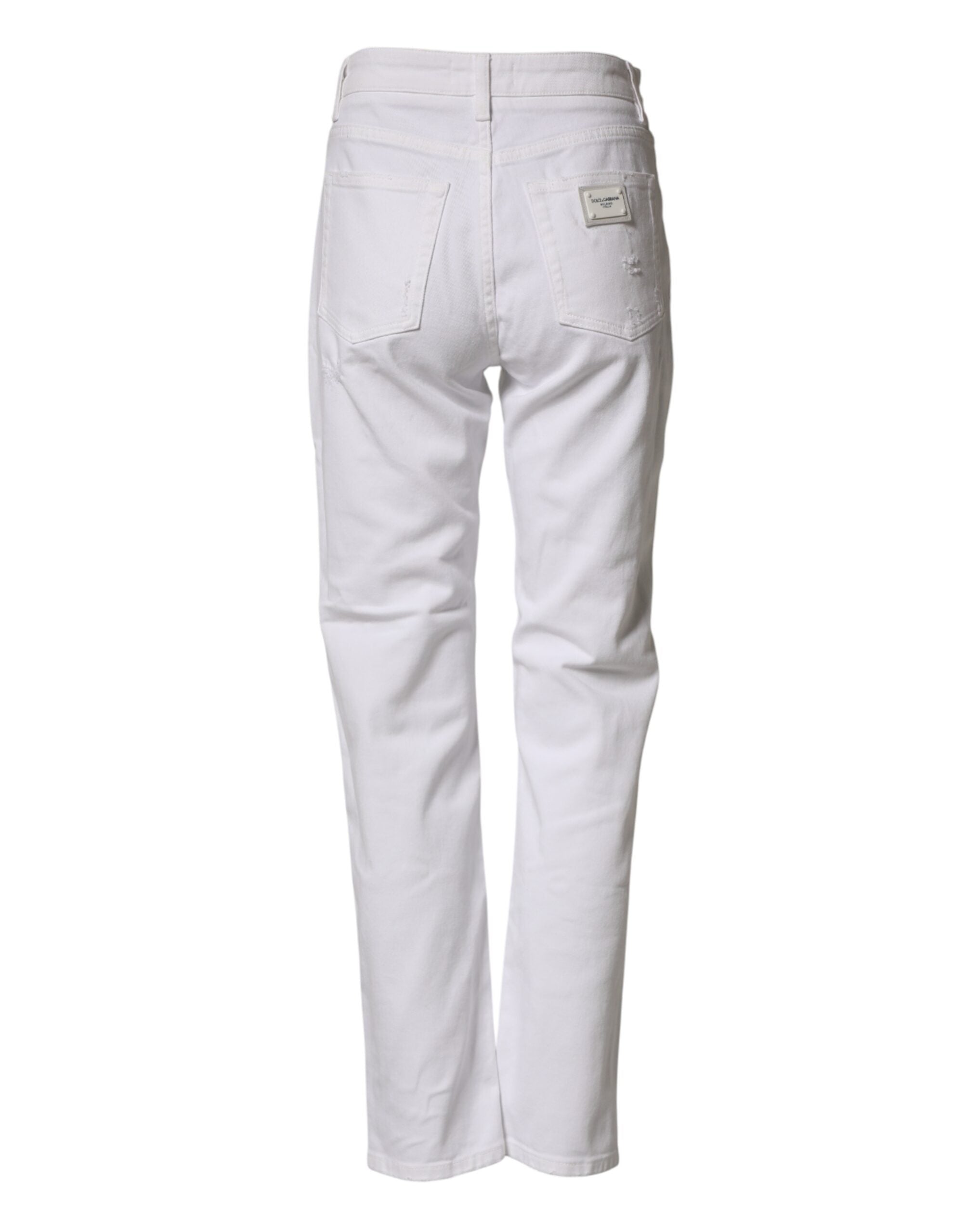 Dolce & Gabbana White Distressed Cotton BOYFRIEND Denim Jeans Dolce & Gabbana