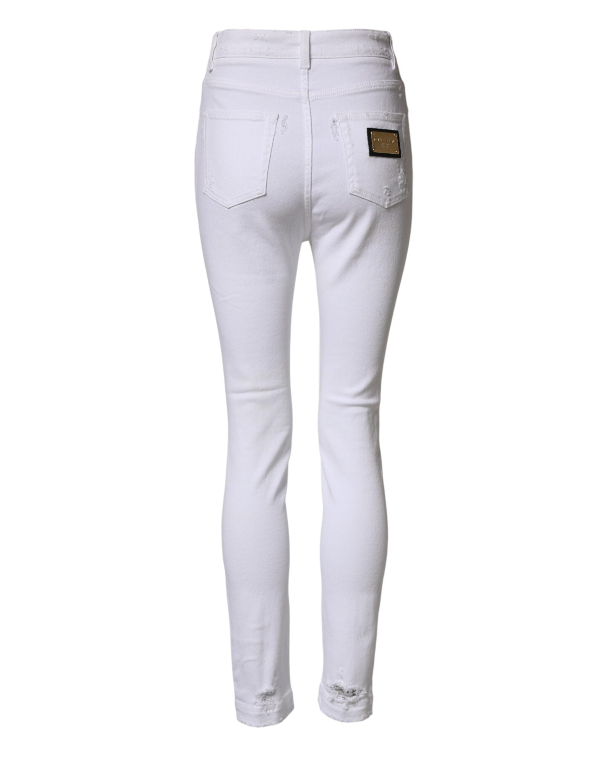 Dolce & Gabbana White Distressed High Waist Denim Jeans Dolce & Gabbana