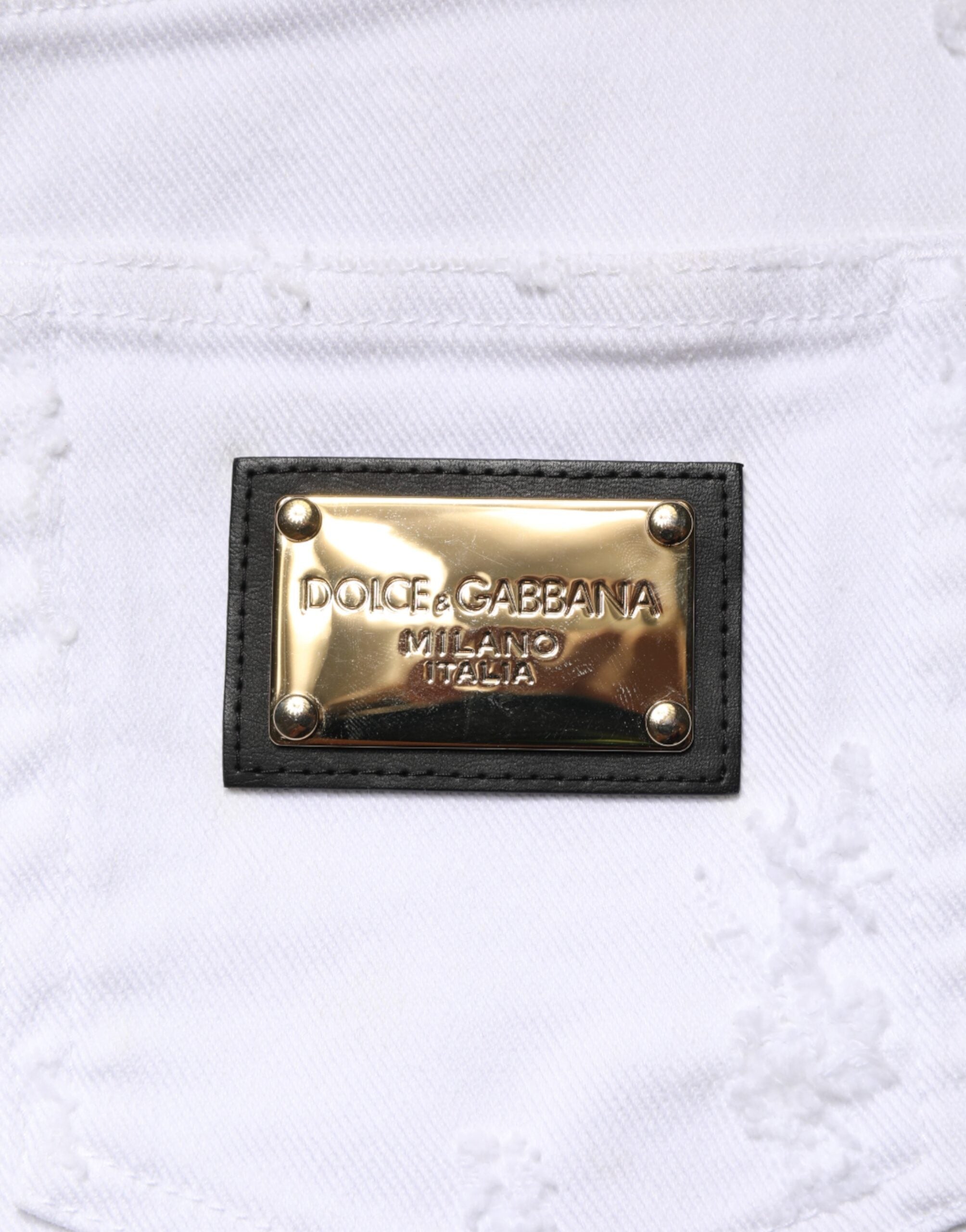 Dolce & Gabbana White Distressed High Waist Denim Jeans Dolce & Gabbana