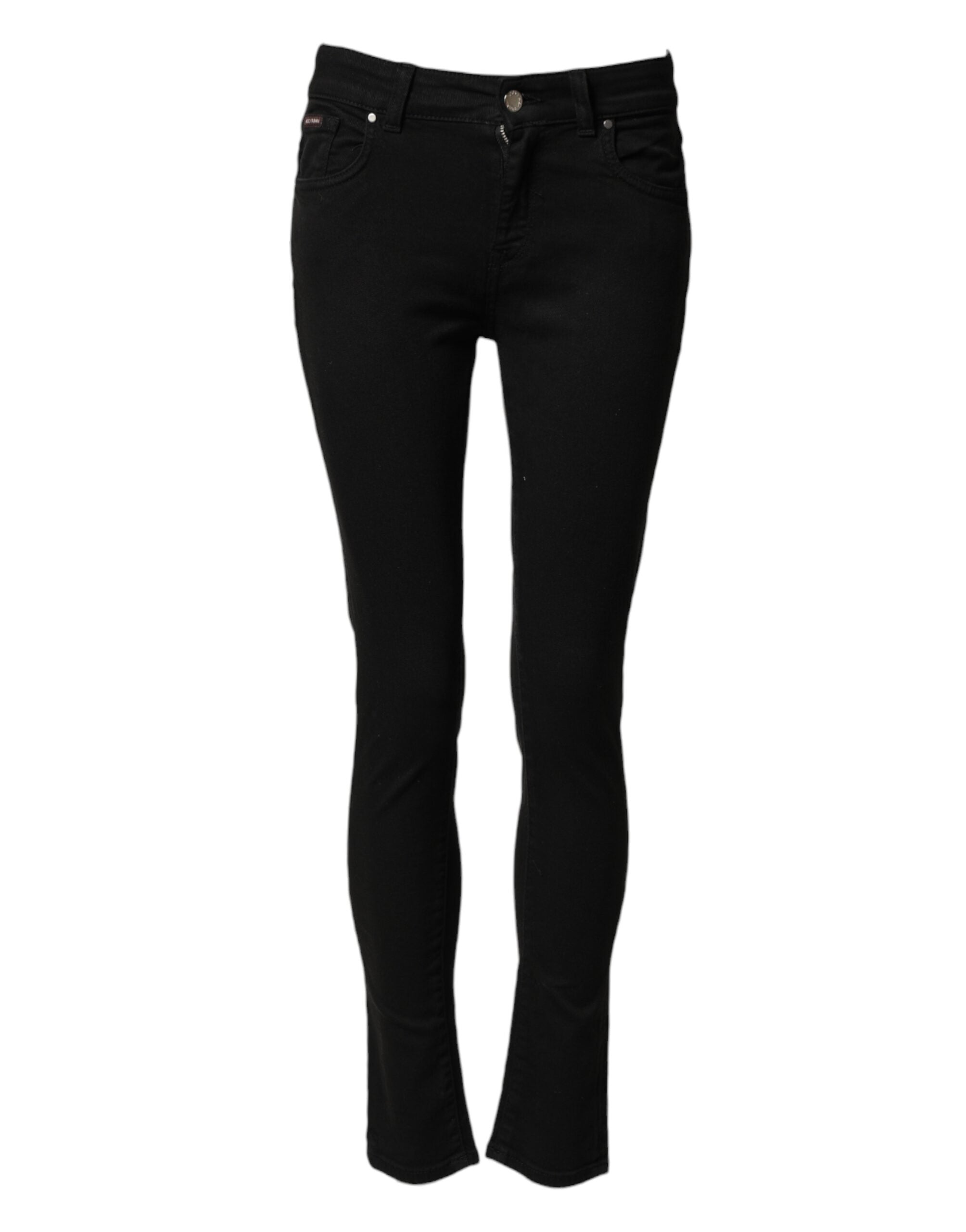 Dolce & Gabbana Black Cotton Skinny Mid Waist Denim Jeans Dolce & Gabbana