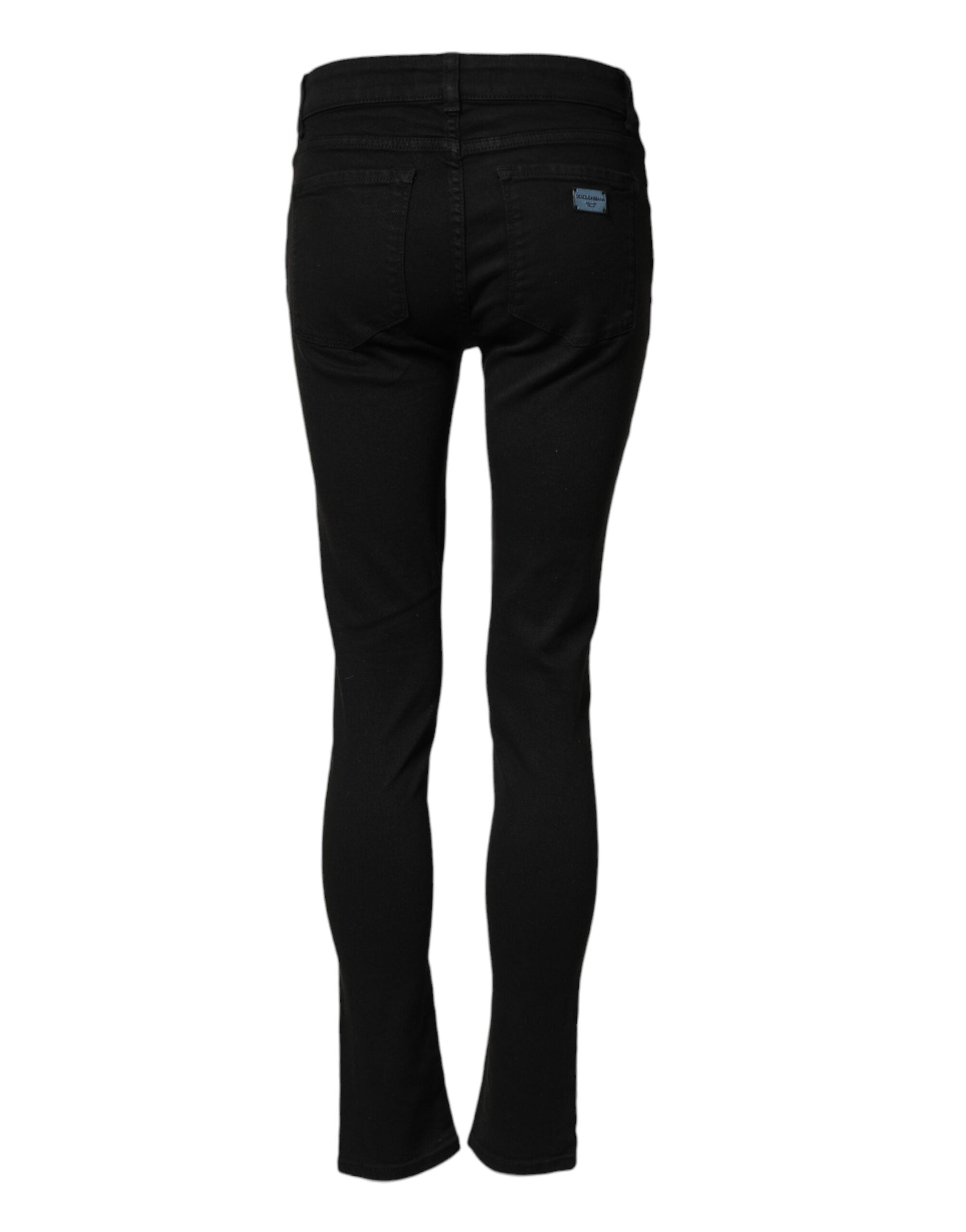 Dolce & Gabbana Black Cotton Skinny Mid Waist Denim Jeans Dolce & Gabbana
