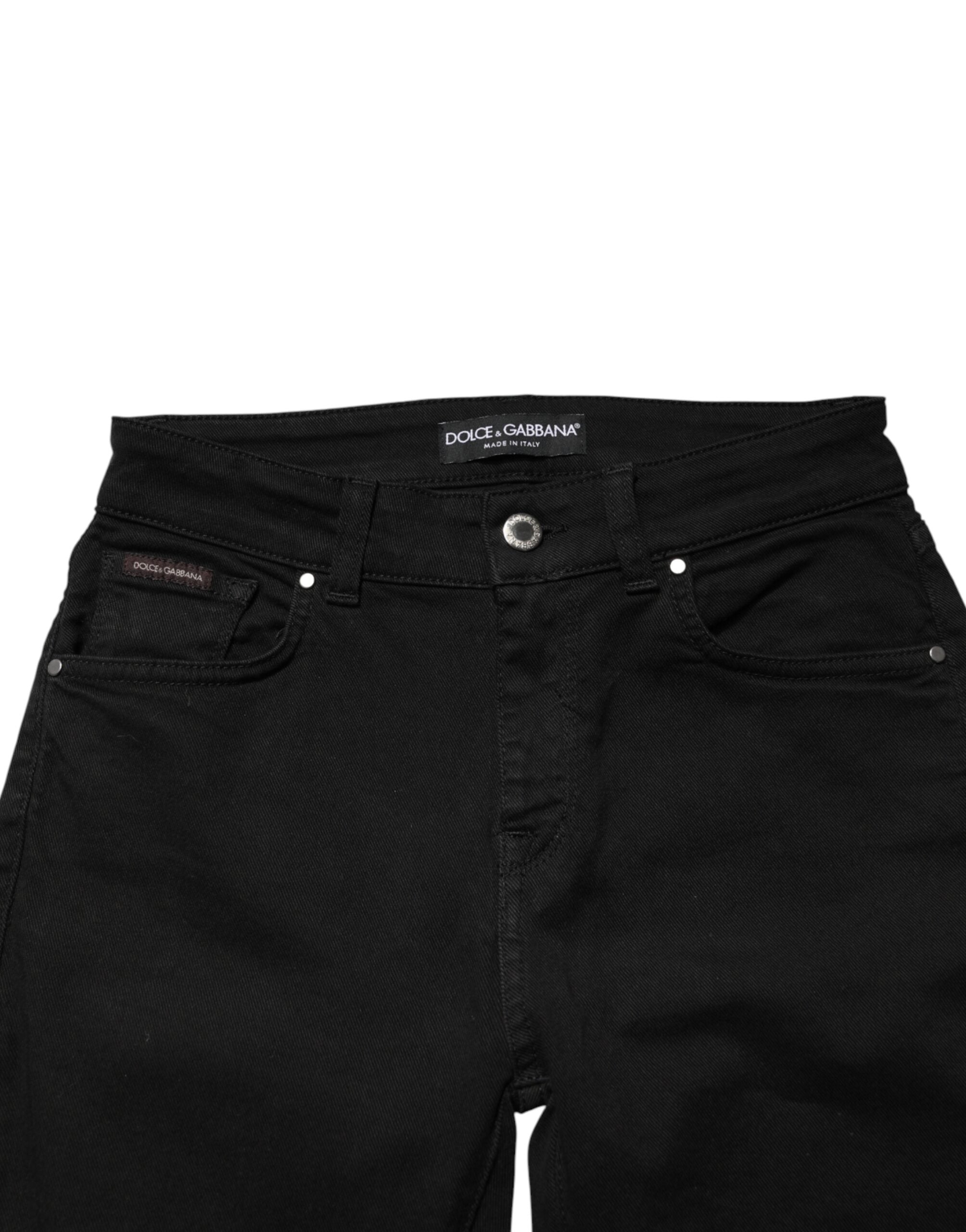 Dolce & Gabbana Black Cotton Skinny Mid Waist Denim Jeans Dolce & Gabbana