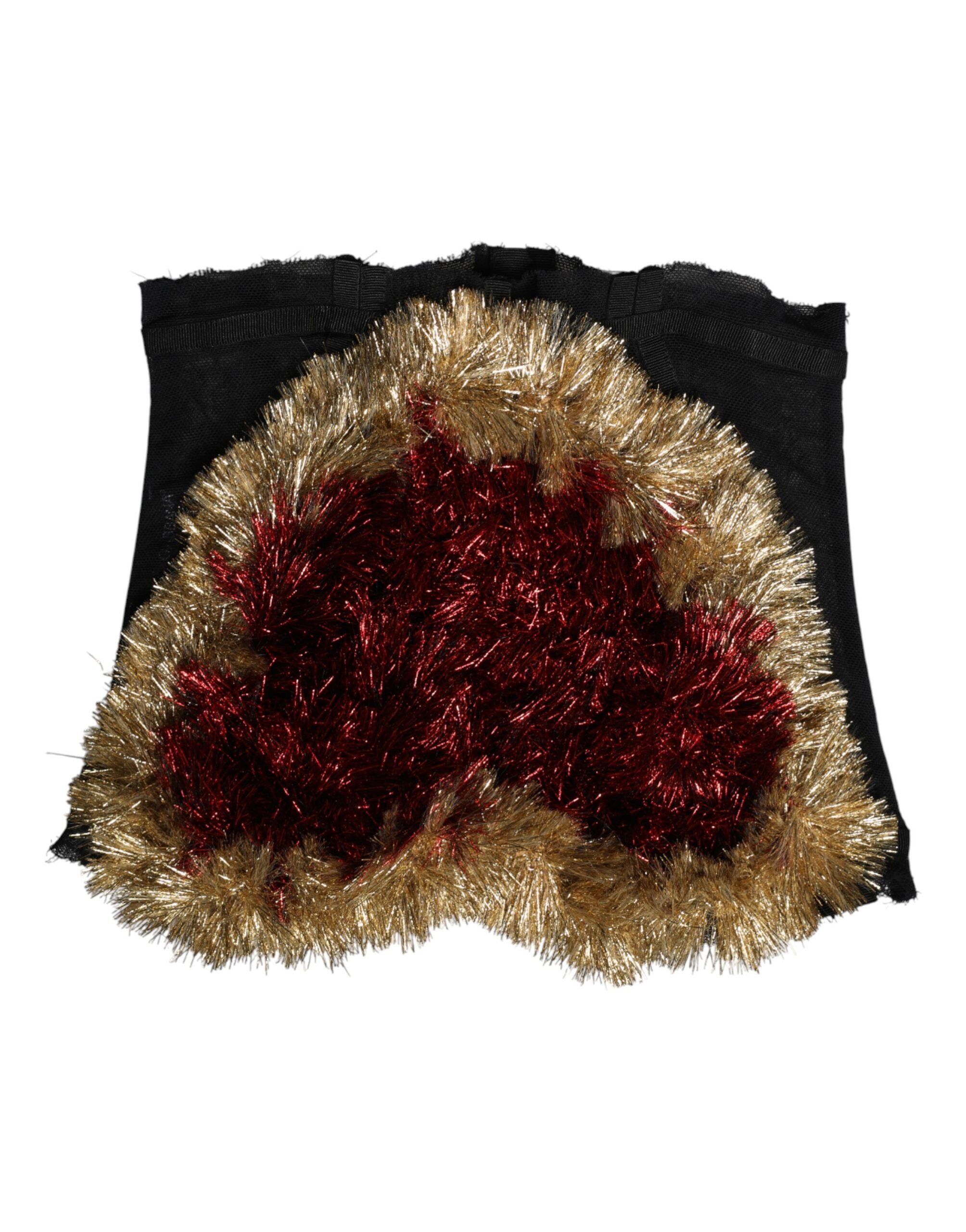 Dolce & Gabbana Black Gold Heart Bustier Corset Tinsel Top Dolce & Gabbana
