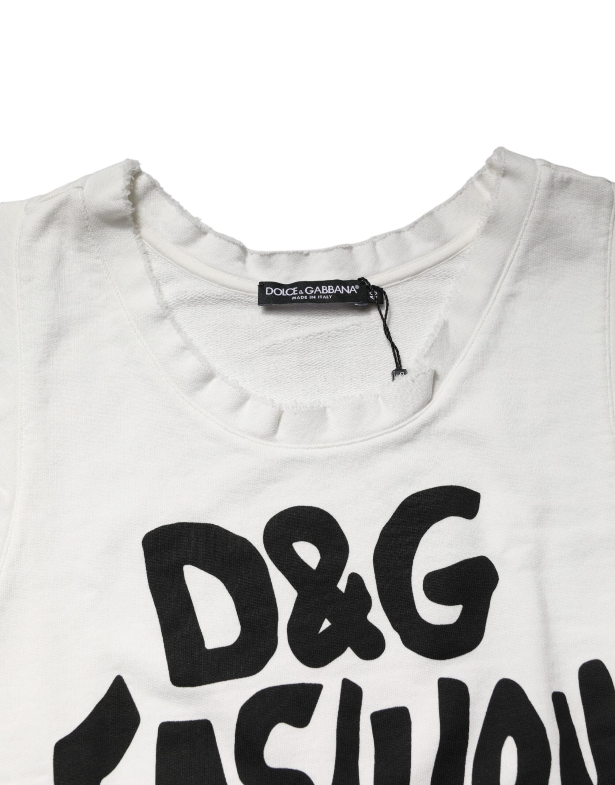 Dolce & Gabbana White Graphic CrewNeck Sleeveless Tank T-shirt Dolce & Gabbana
