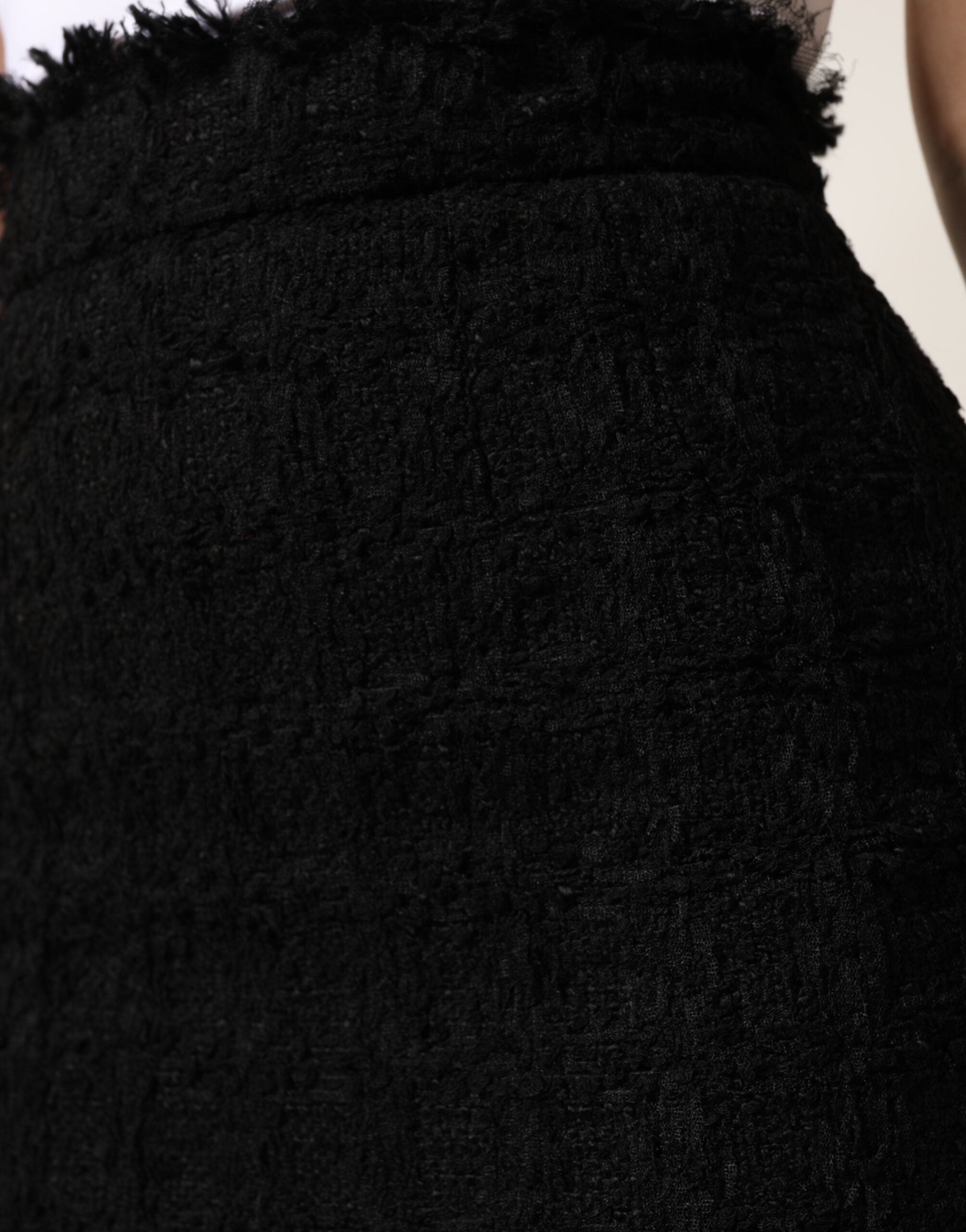 Dolce & Gabbana Black Nylon High Waist Open-Stitch Mini Skirt Dolce & Gabbana