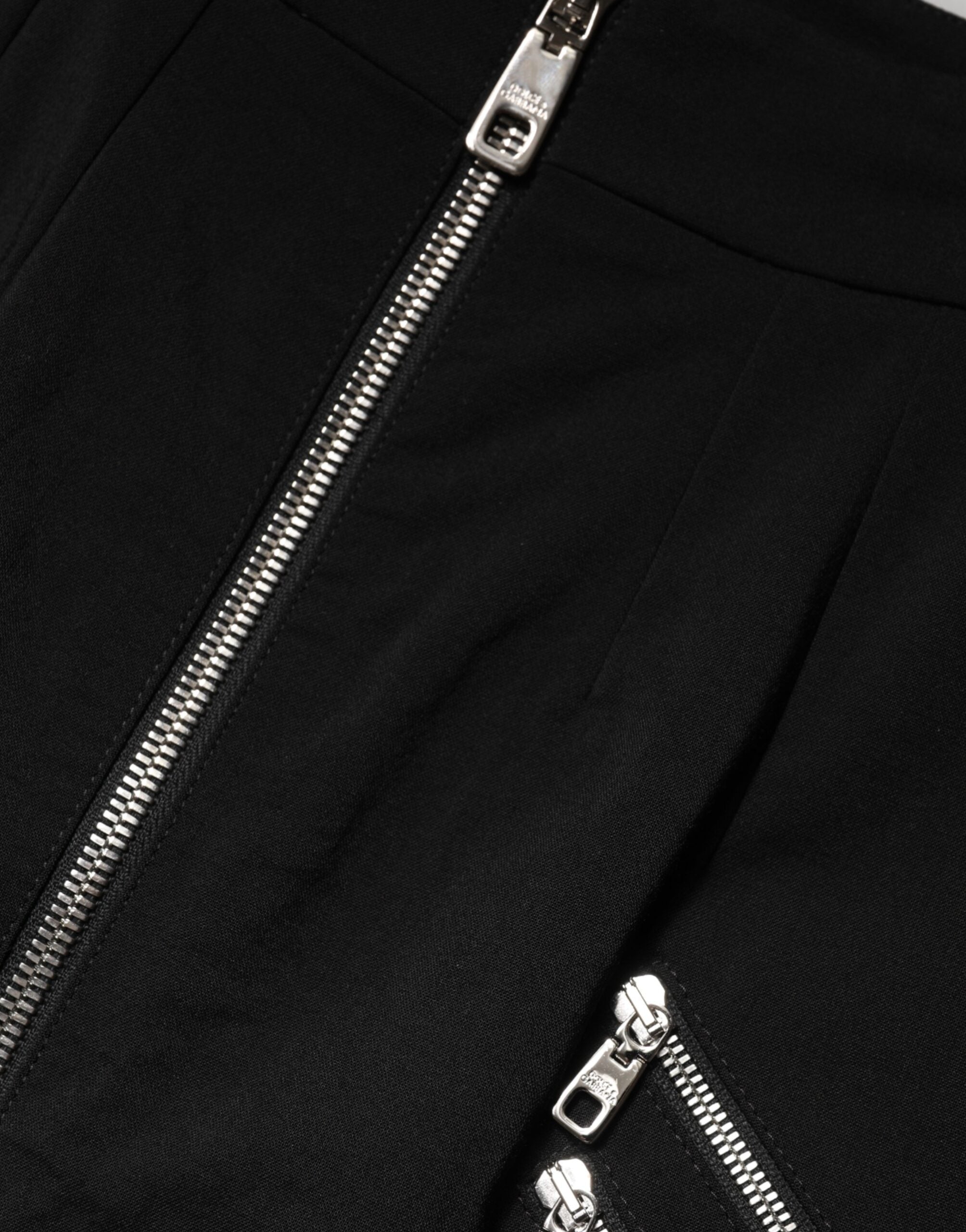 Dolce & Gabbana Black Polyester Zipper High Waist Mini Skirt Dolce & Gabbana