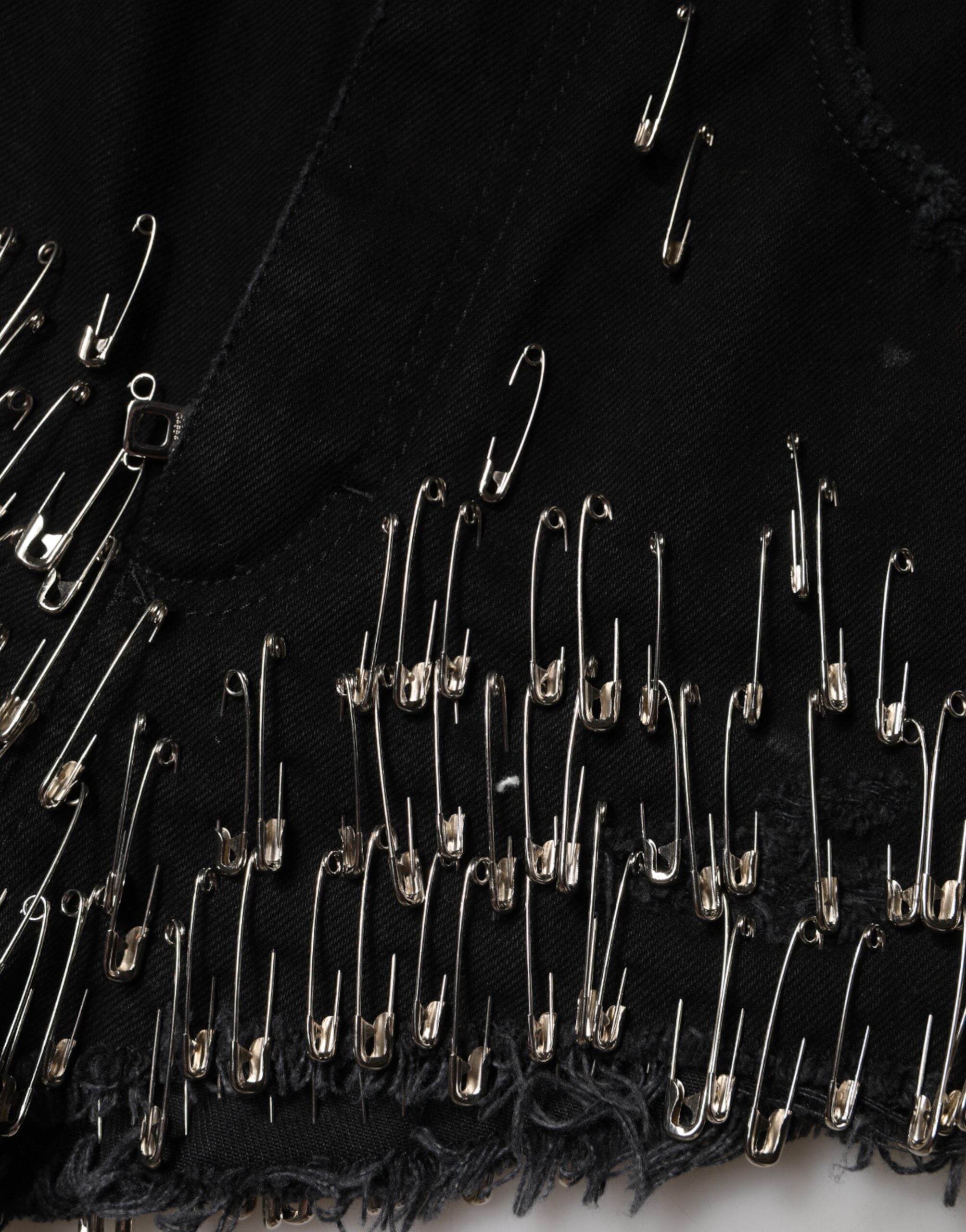 Dolce & Gabbana Black Pins Cotton Denim Hot Pants Shorts Dolce & Gabbana