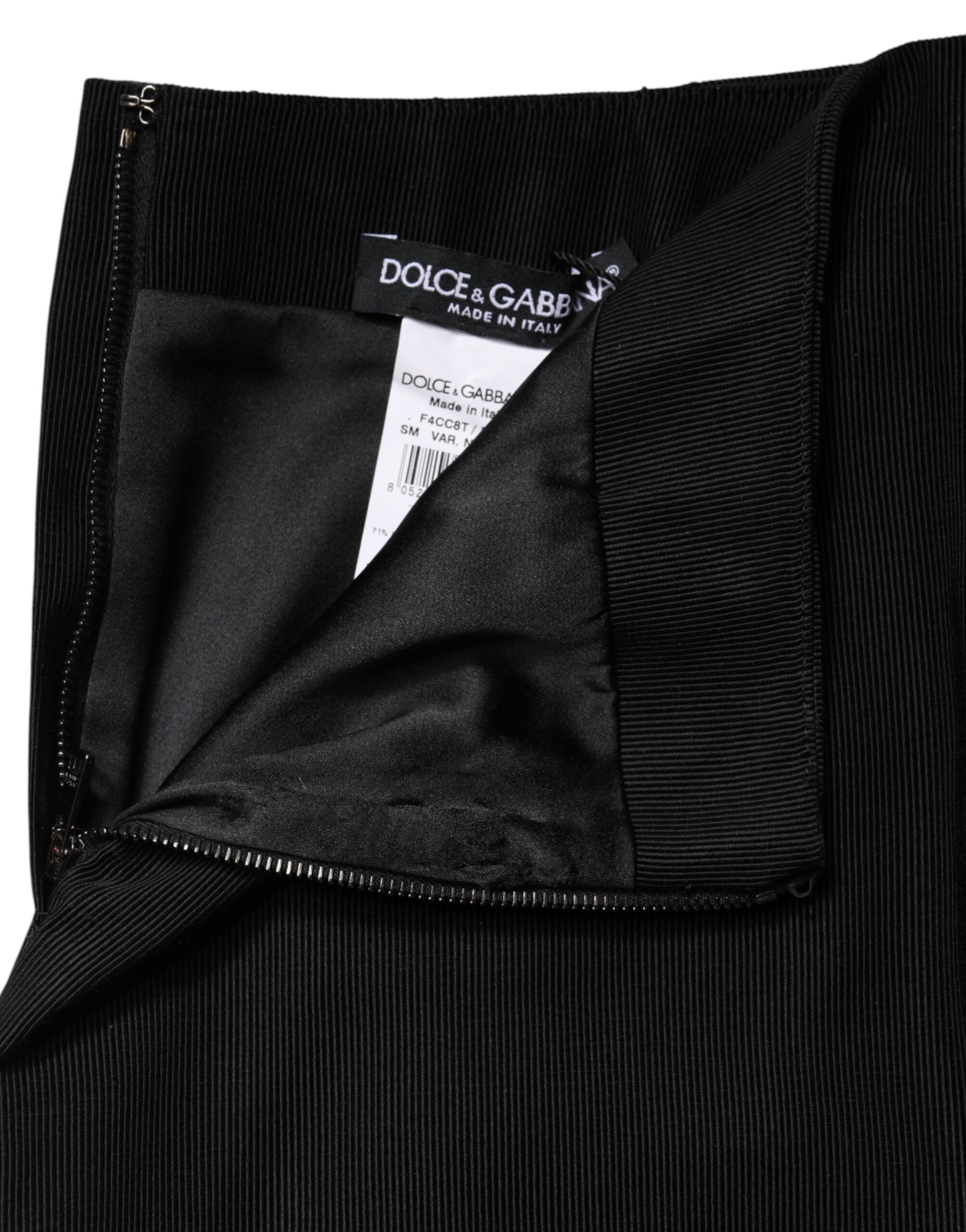 Dolce & Gabbana Black Cotton Pencil Cut High Waist Mini Skirt Dolce & Gabbana