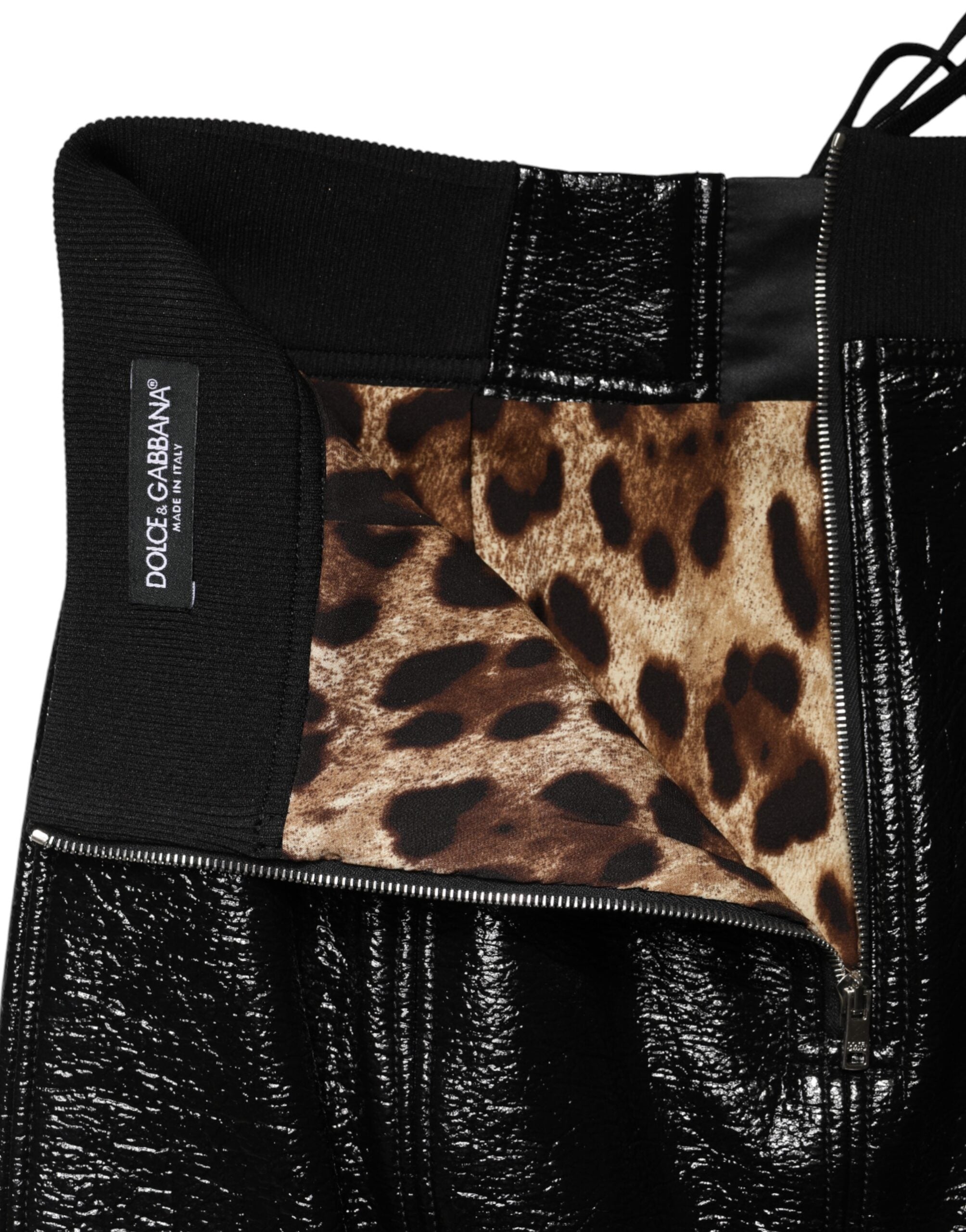 Dolce & Gabbana Black Nylon Eyelet Detail Coated Mini Skirt Dolce & Gabbana