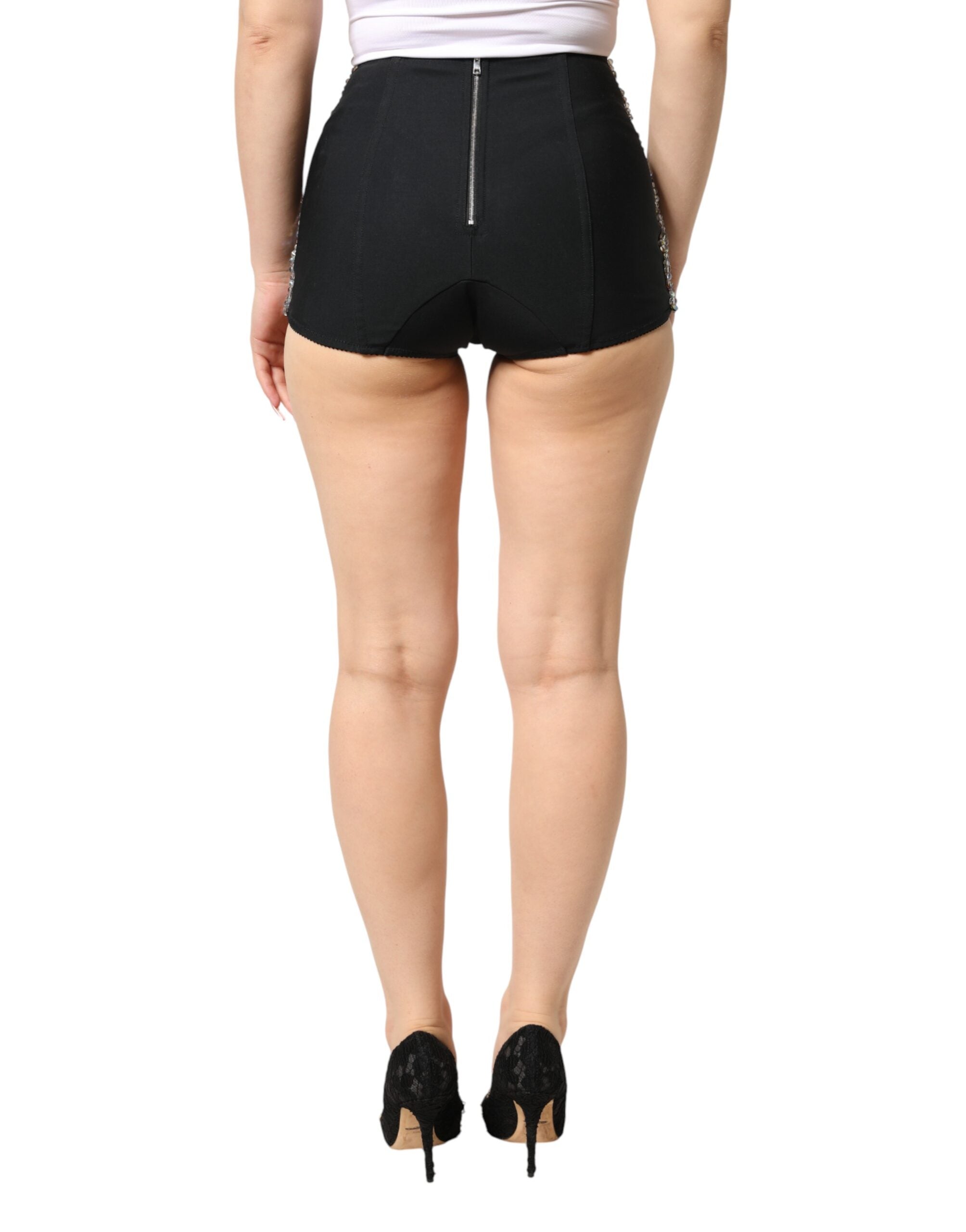 Dolce & Gabbana Multicolor Embellished High Waist Hot Pants Shorts Dolce & Gabbana