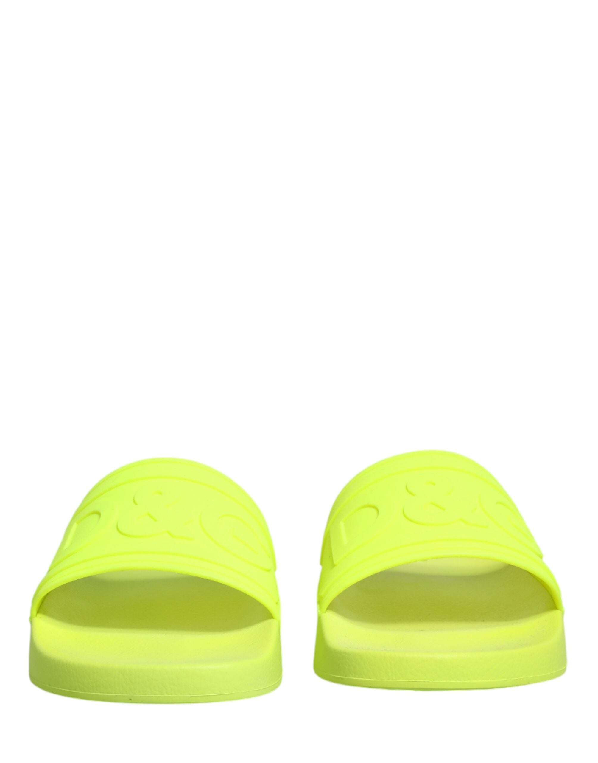 Dolce & Gabbana Green Rubber Slides Sandals Beachwear Shoes Dolce & Gabbana