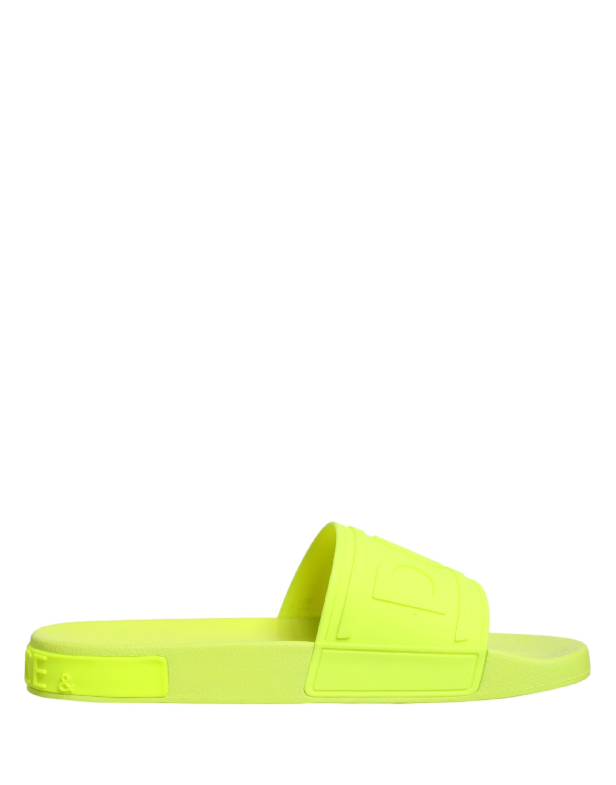 Dolce & Gabbana Green Rubber Slides Sandals Beachwear Shoes Dolce & Gabbana