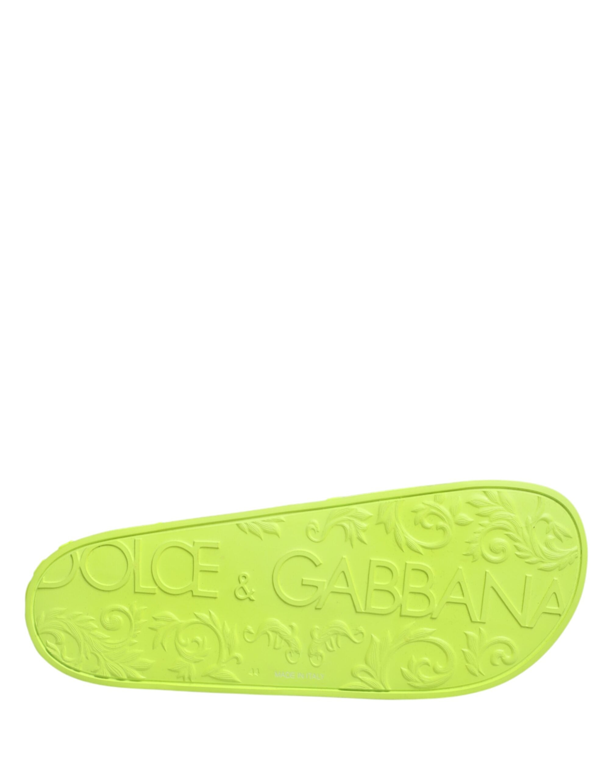 Dolce & Gabbana Green Rubber Slides Sandals Beachwear Shoes Dolce & Gabbana