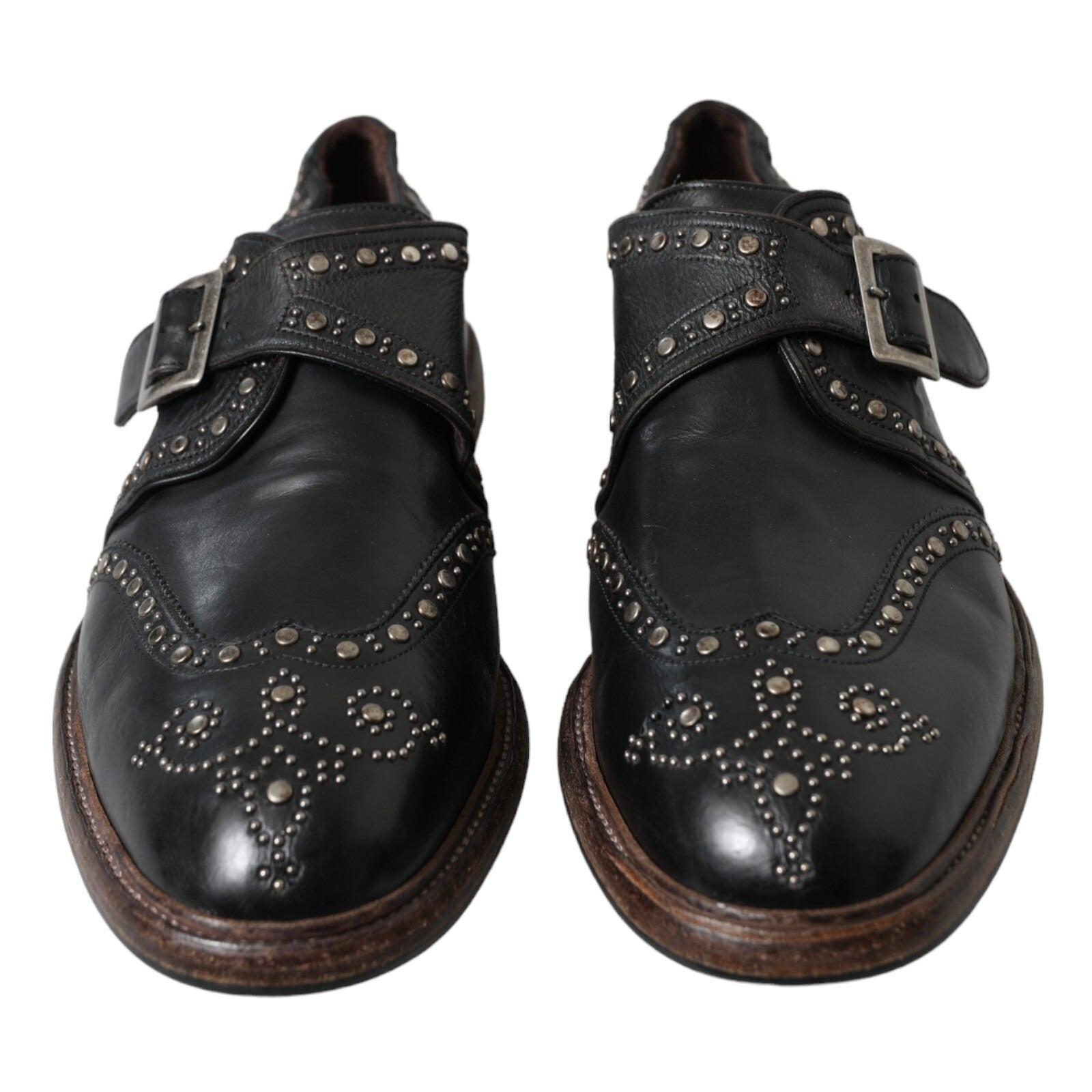 Dolce & Gabbana Black Leather Monk Strap Studded Dress Shoes Dolce & Gabbana