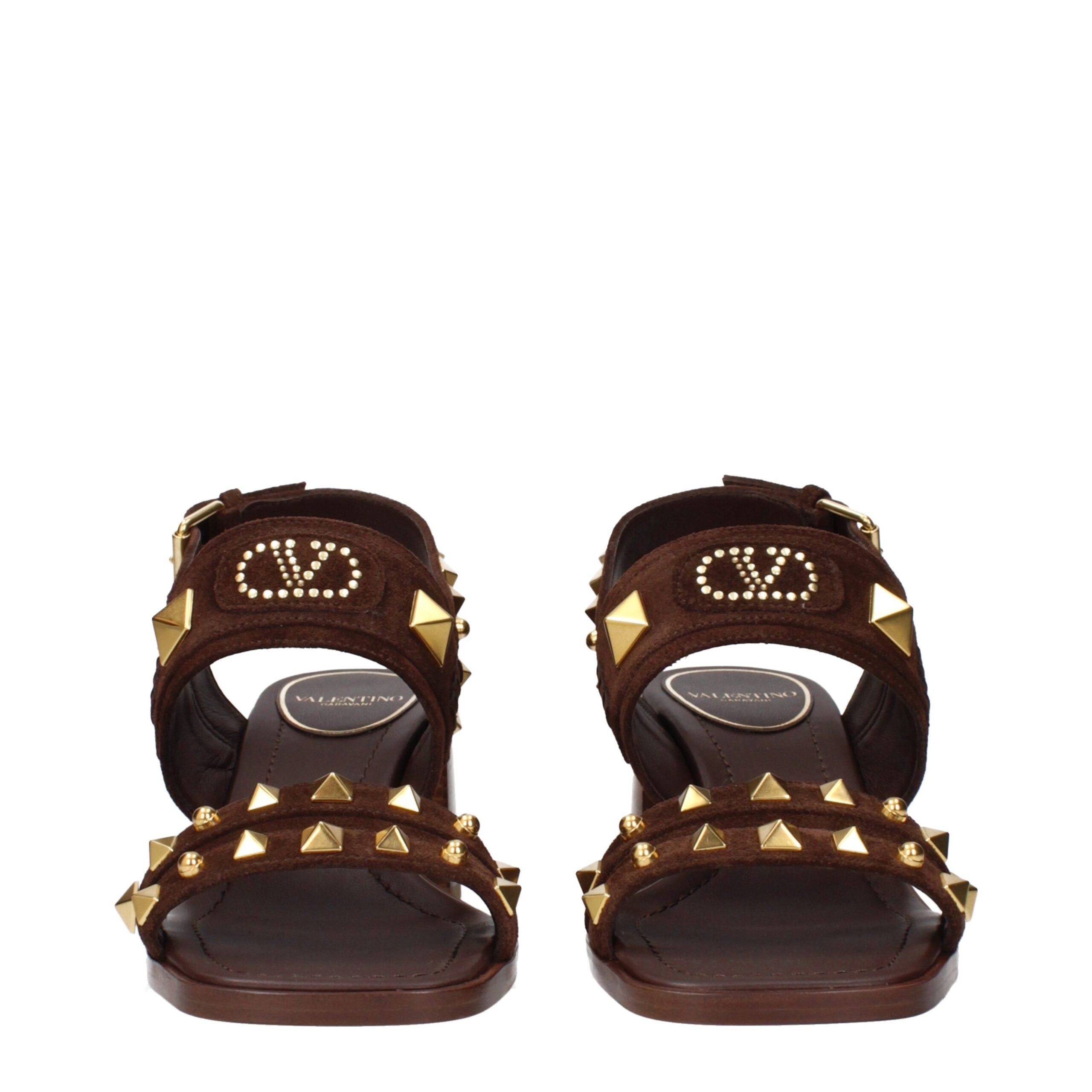 Valentino Garavani Brown Leather Strap-On Sandals Valentino Garavani