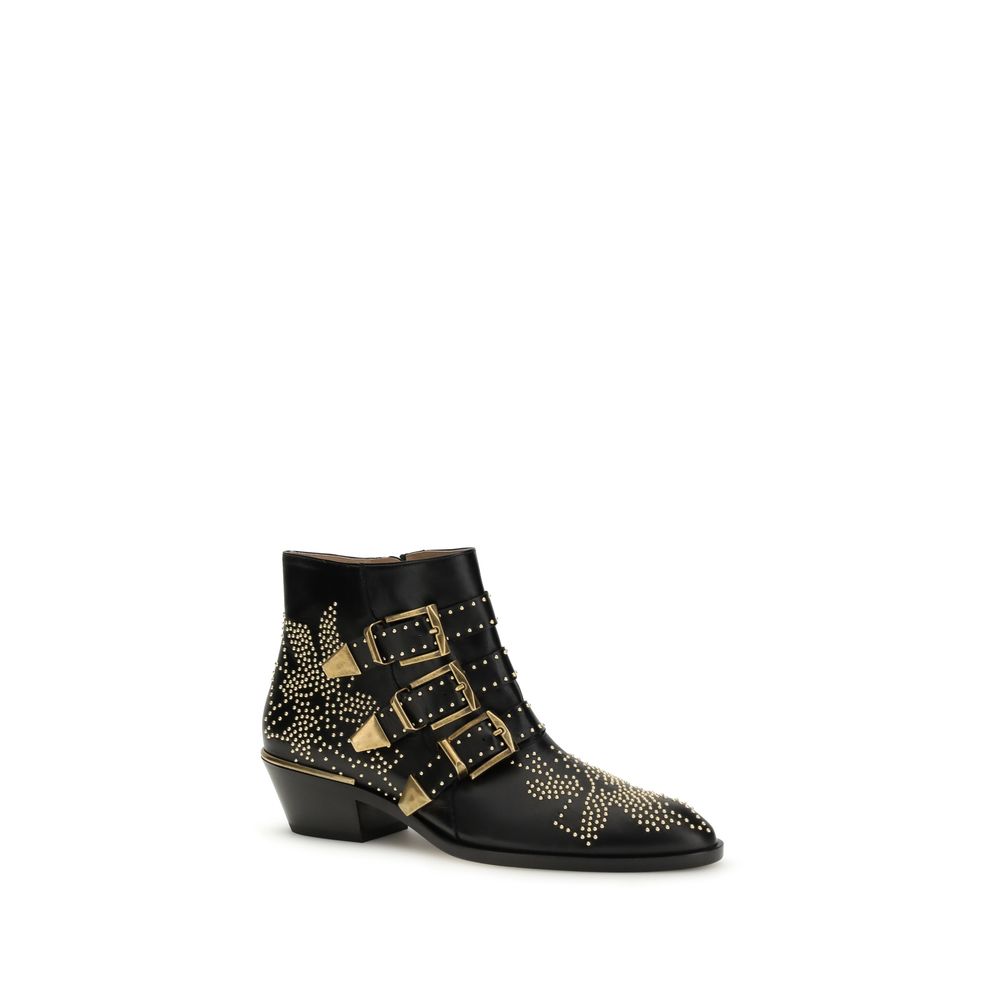 Chloé Black Calf Leather Bos Taurus Ankle Boots Chloé