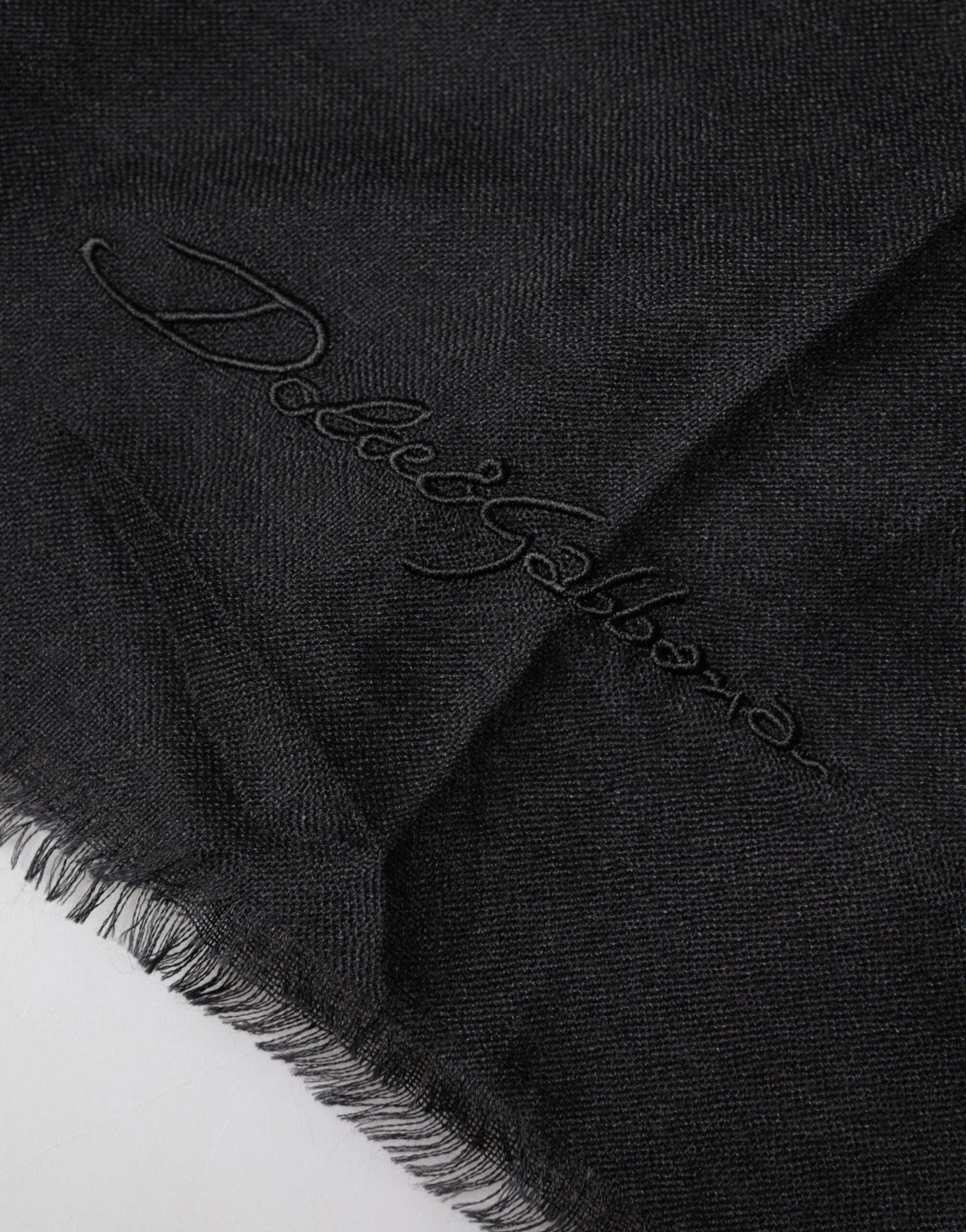Dolce & Gabbana Black Cashmere Knit Neck Wrap Shawl Scarf Dolce & Gabbana