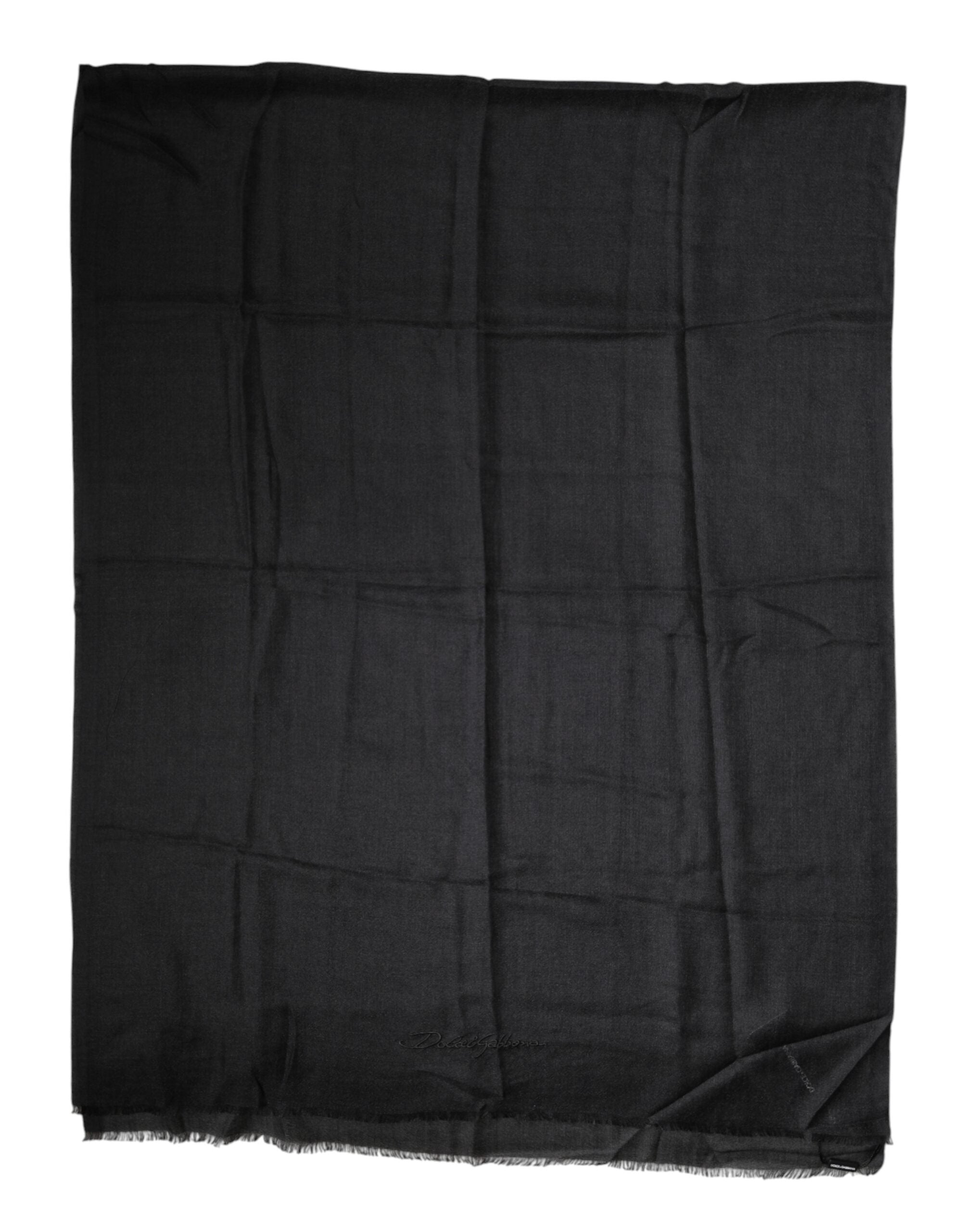Dolce & Gabbana Black Cashmere Knit Neck Wrap Shawl Scarf Dolce & Gabbana