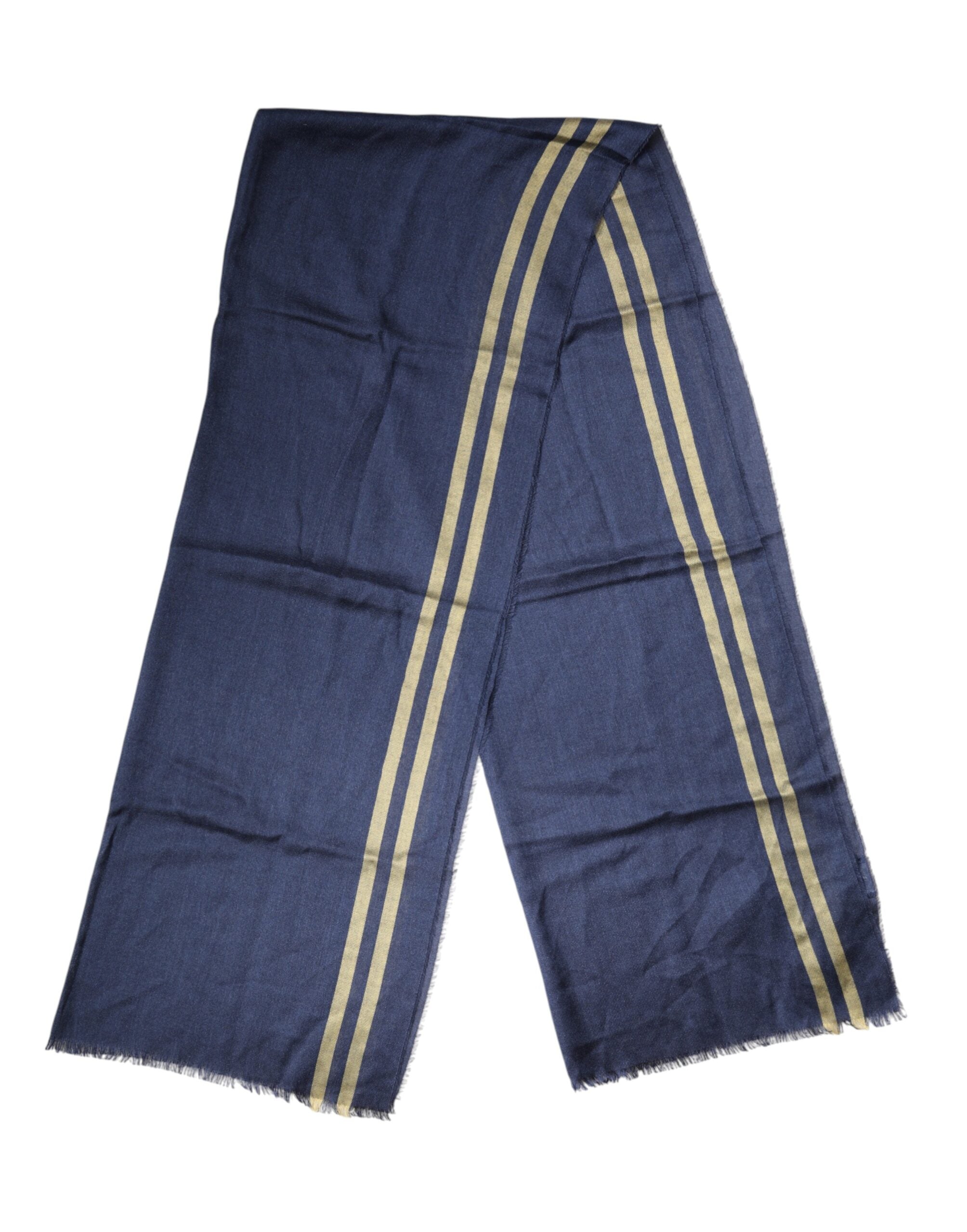 Dolce & Gabbana Blue Cashmere Neck Wrap Shawl Fringes Scarf Dolce & Gabbana