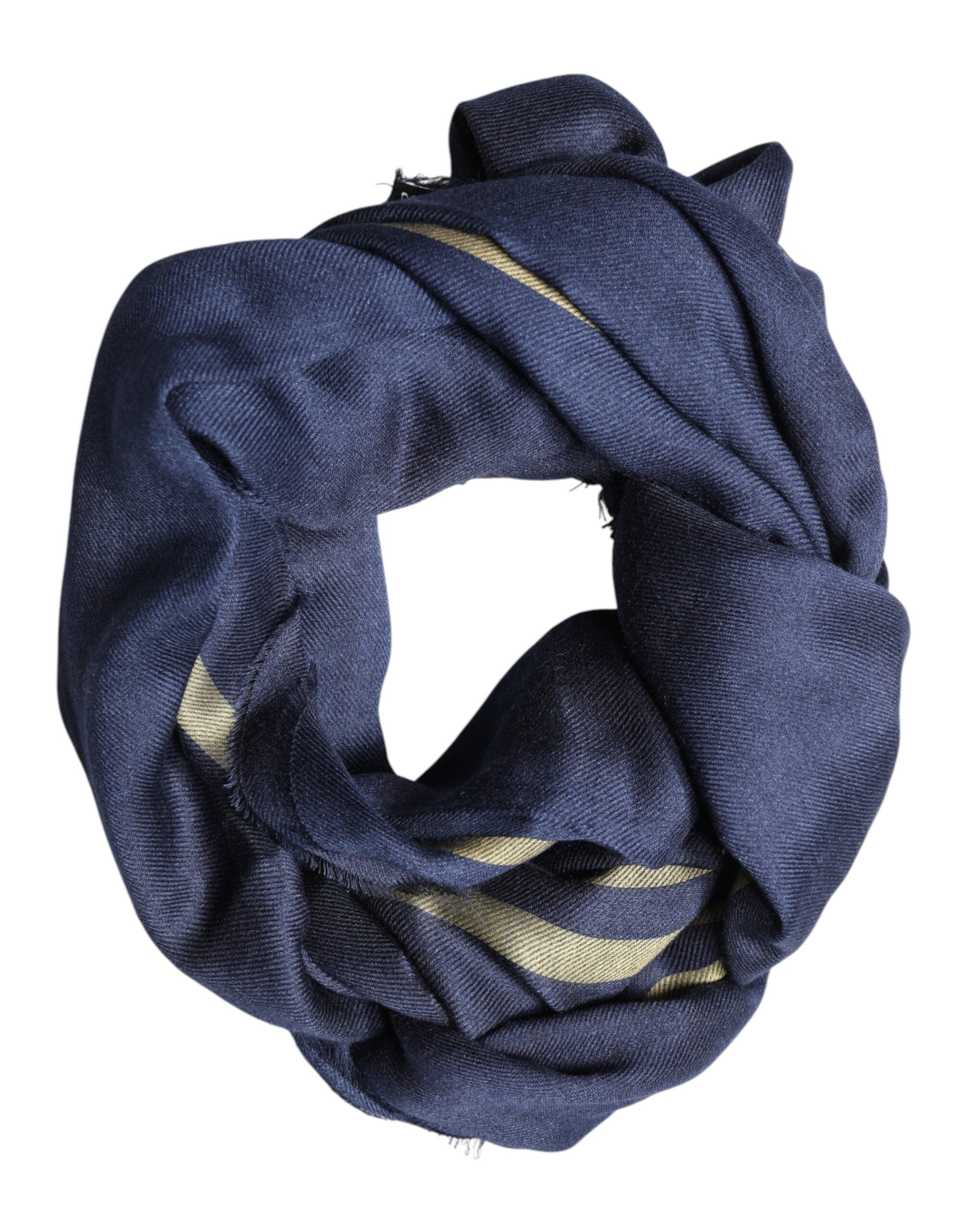 Dolce & Gabbana Blue Cashmere Neck Wrap Shawl Fringes Scarf Dolce & Gabbana