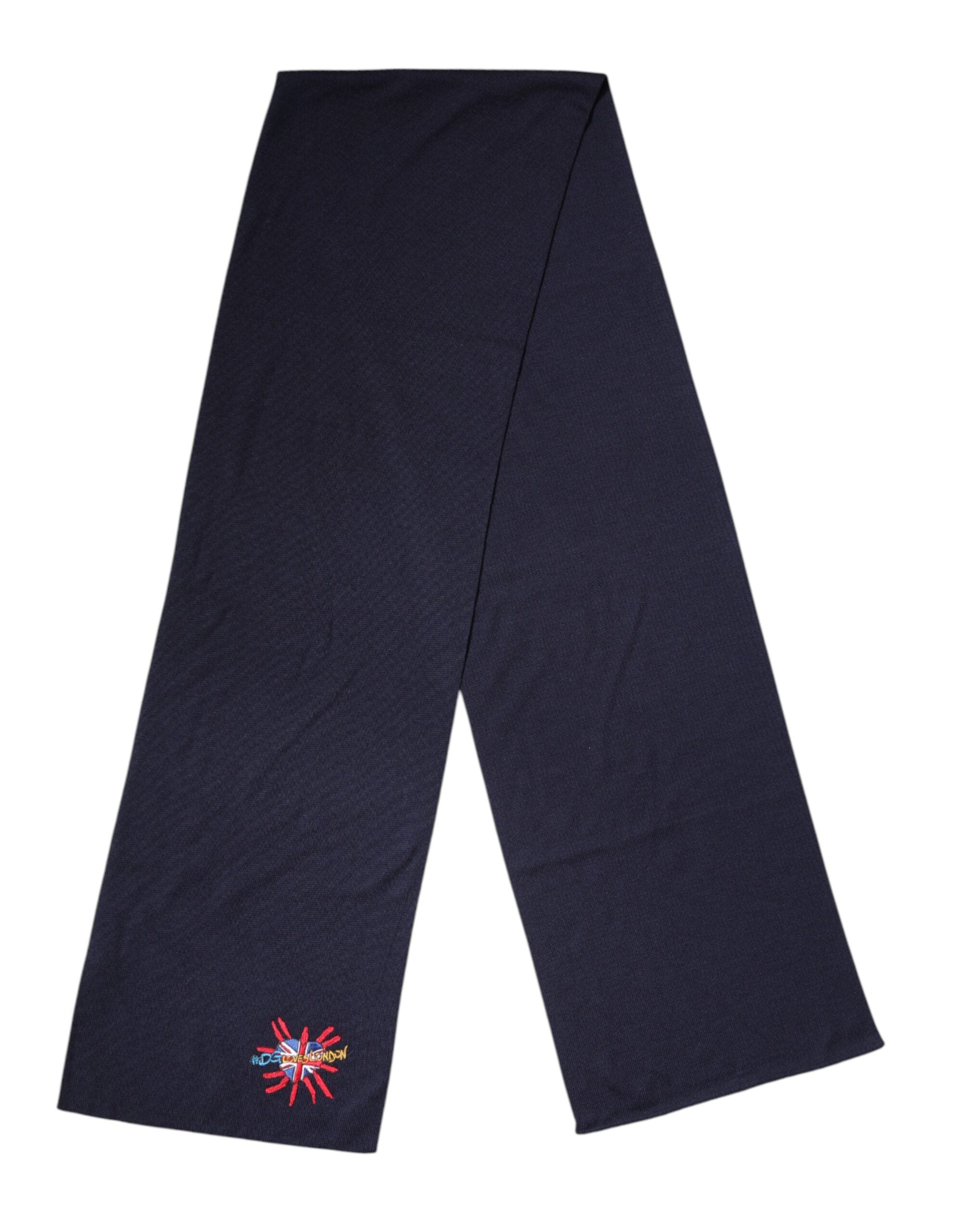 Dolce & Gabbana Blue Wool DG Loves London Neck Wrap Scarf Dolce & Gabbana