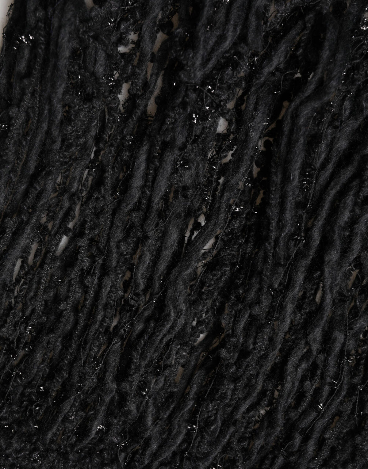 Dolce & Gabbana Black Cashmere Knit Shawl Fringes Scarf