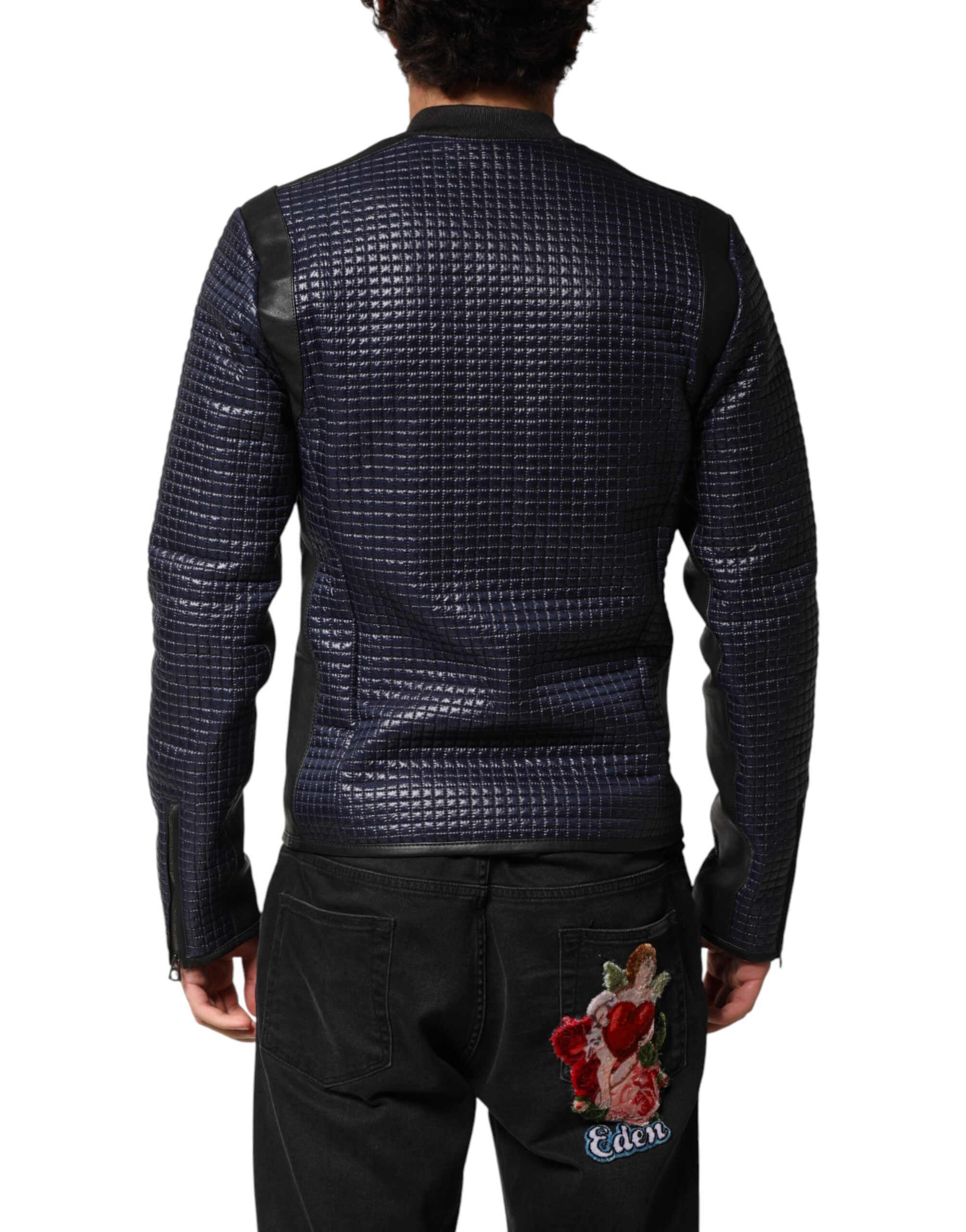 Dolce & Gabbana Blue Nylon Full Zip Bomber Men Jacket Dolce & Gabbana