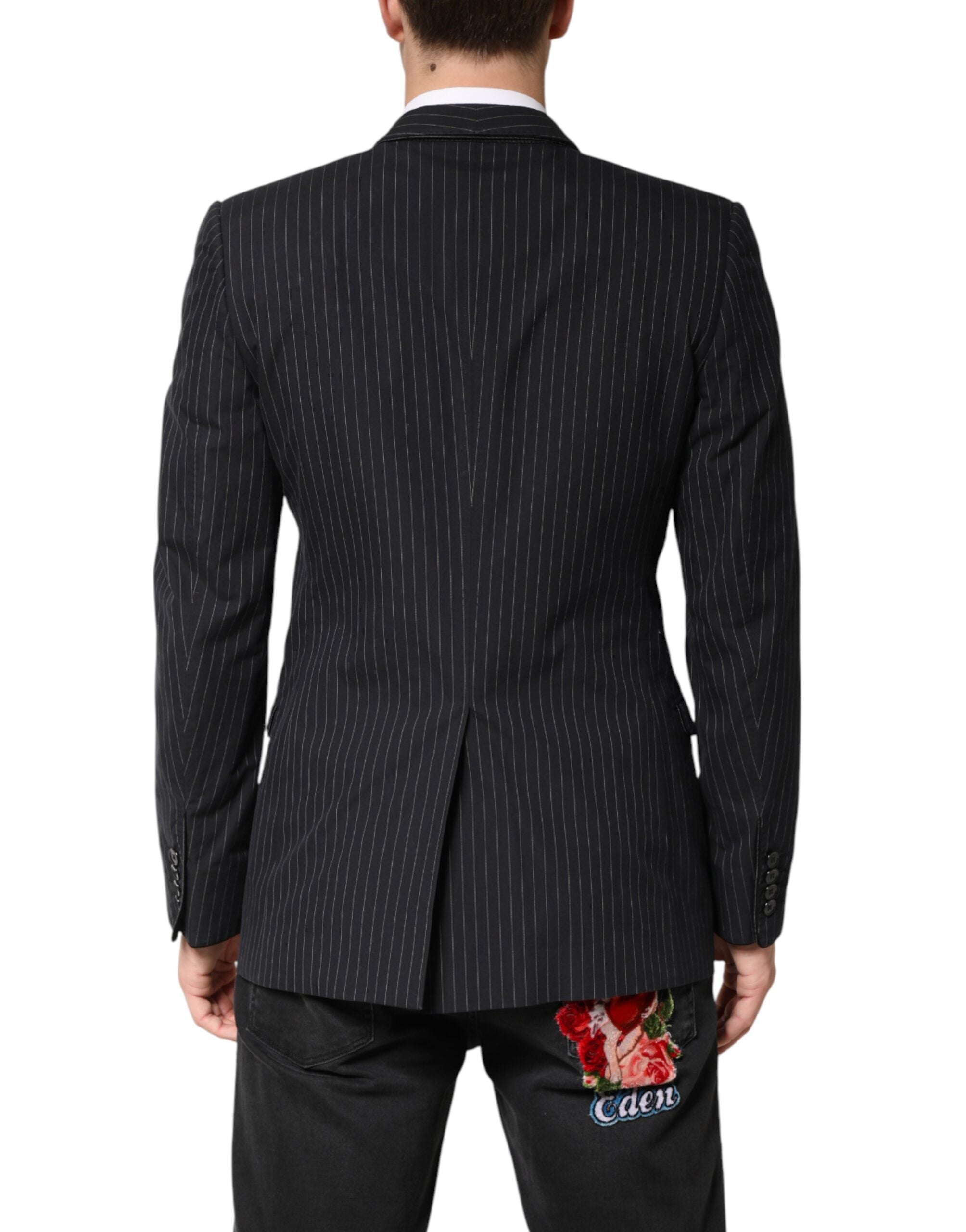 Dolce & Gabbana Black Stripes 1 Button Suit Jacket Blazer Dolce & Gabbana