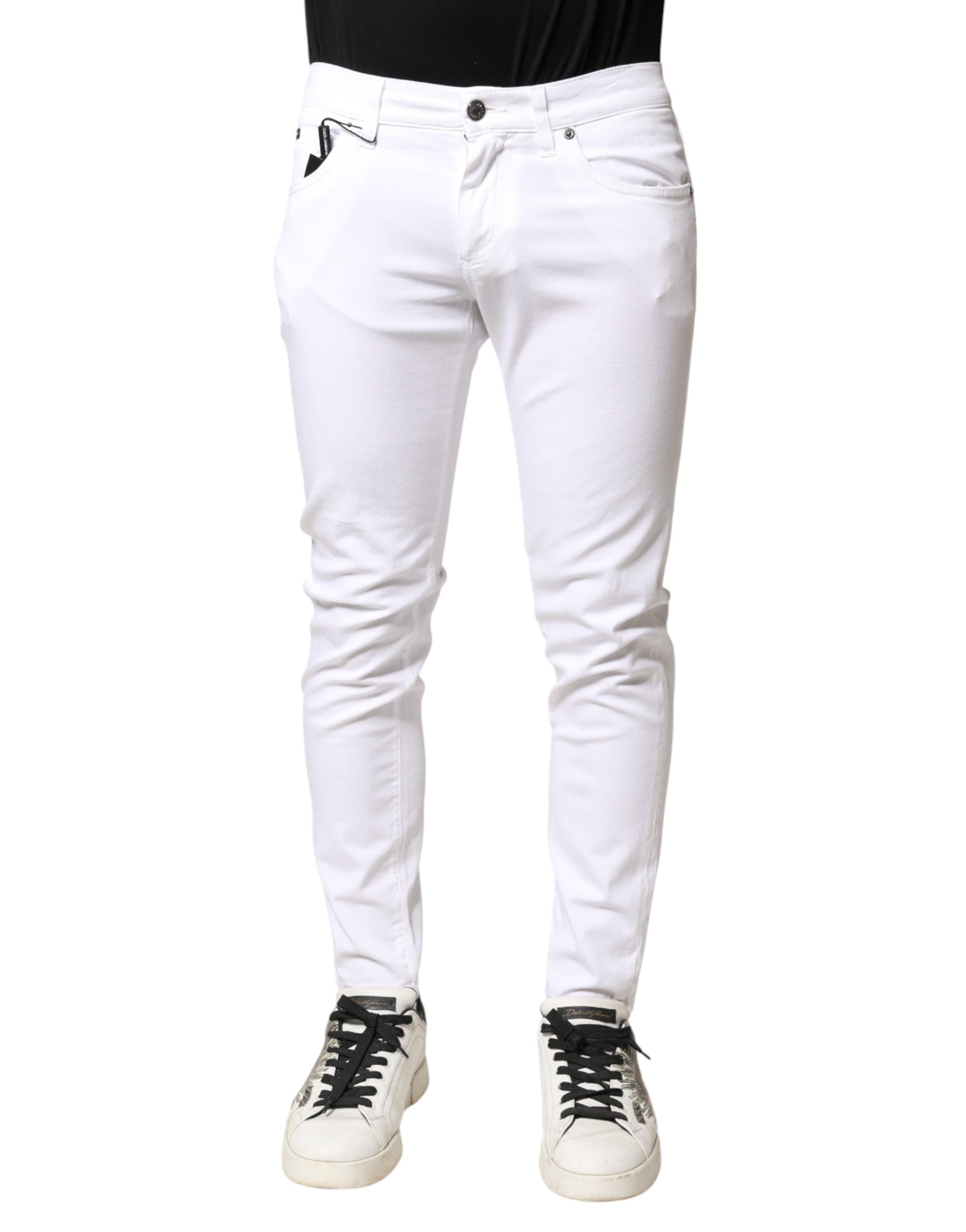 Dolce & Gabbana White Cotton Stretch Skinny Denim Men Jeans Dolce & Gabbana