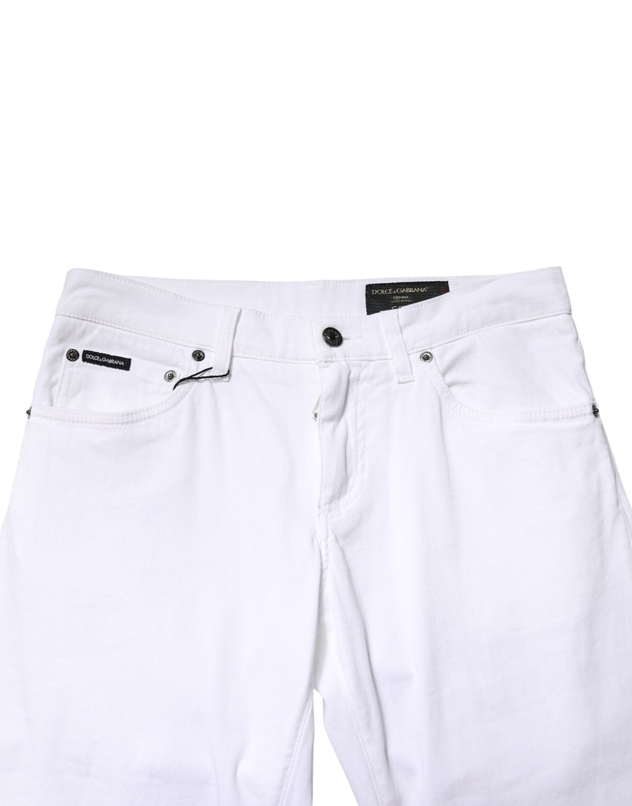 Dolce & Gabbana White Cotton Stretch Skinny Denim Men Jeans Dolce & Gabbana