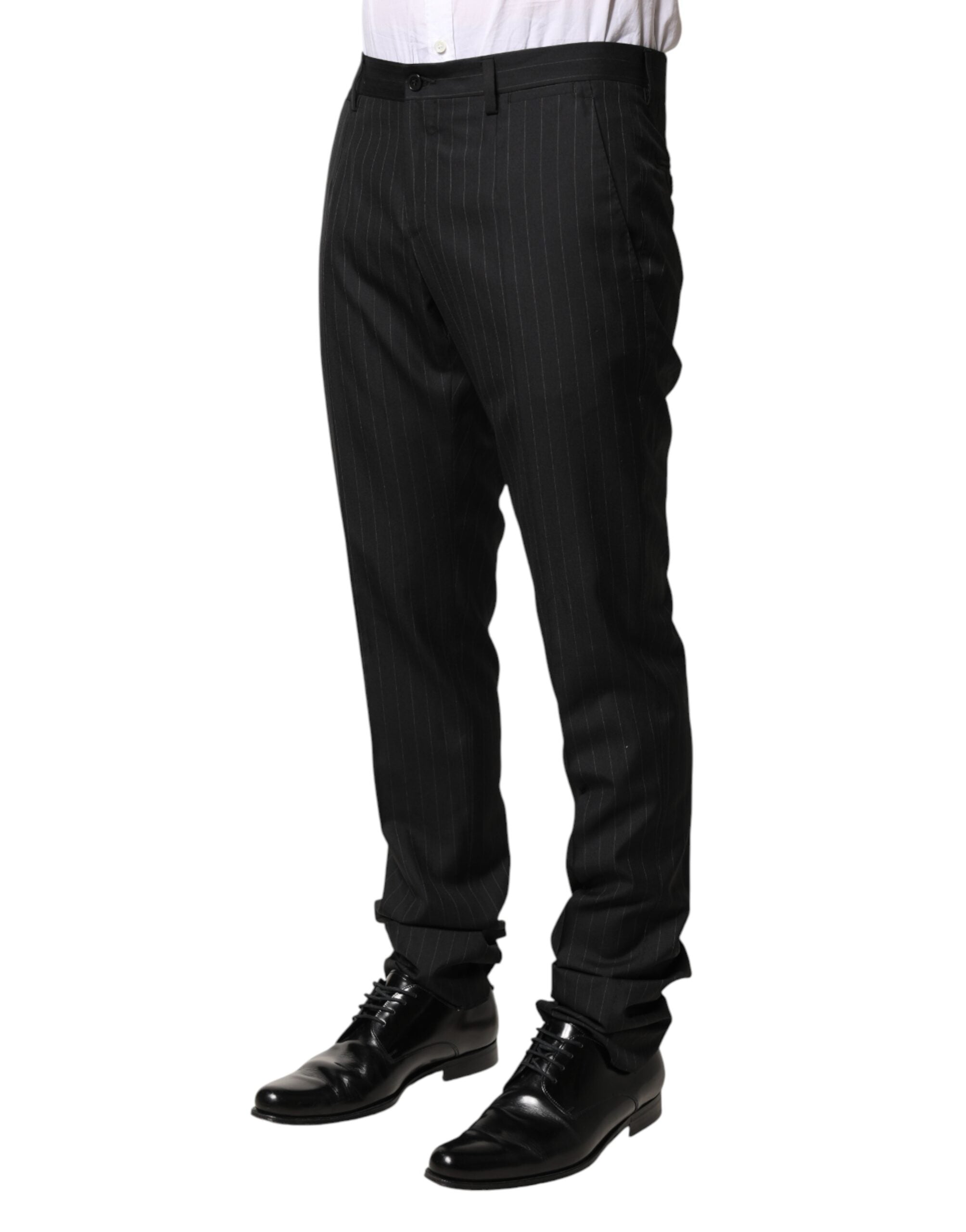 Dolce & Gabbana Black Stripes Wool Men Dress Trousers Pants Dolce & Gabbana