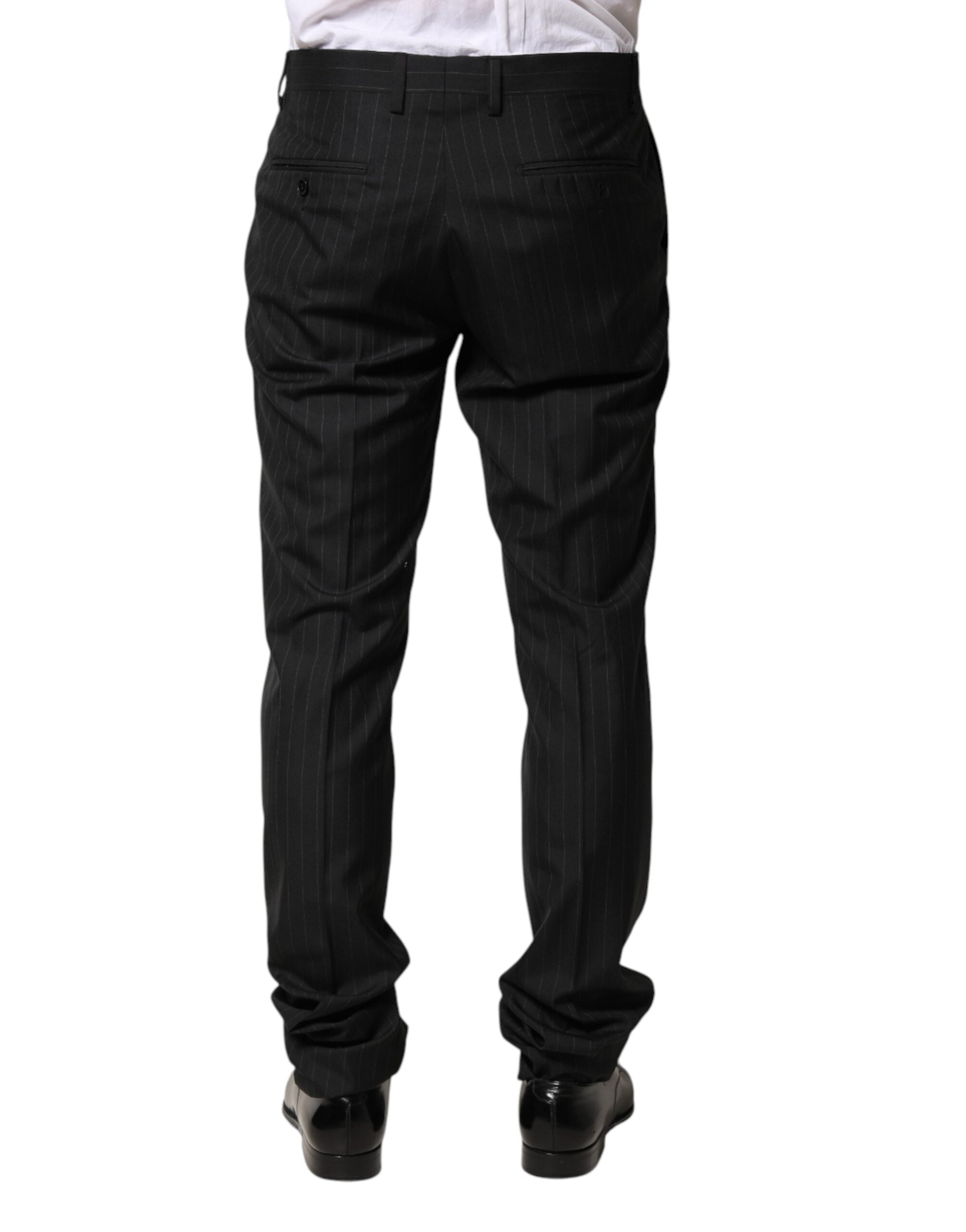 Dolce & Gabbana Black Stripes Wool Men Dress Trousers Pants Dolce & Gabbana