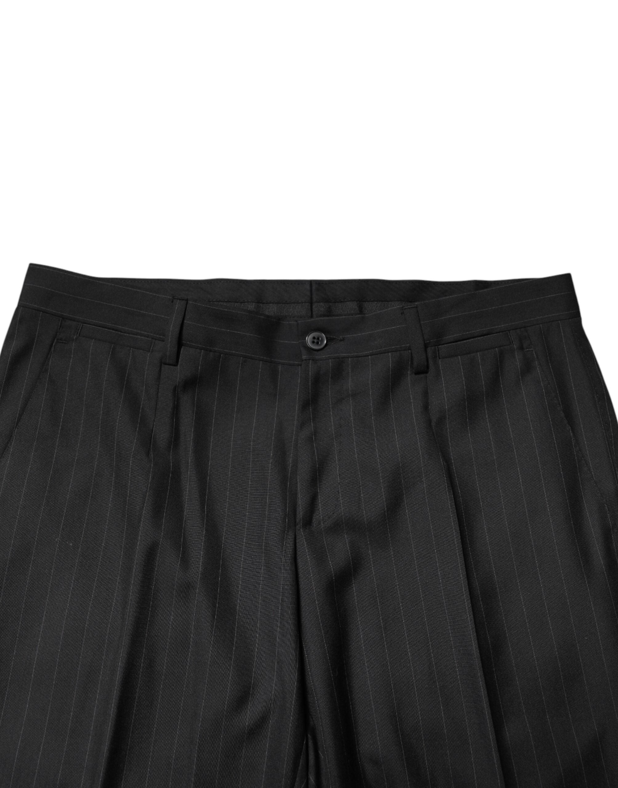 Dolce & Gabbana Black Stripes Wool Men Dress Trousers Pants Dolce & Gabbana
