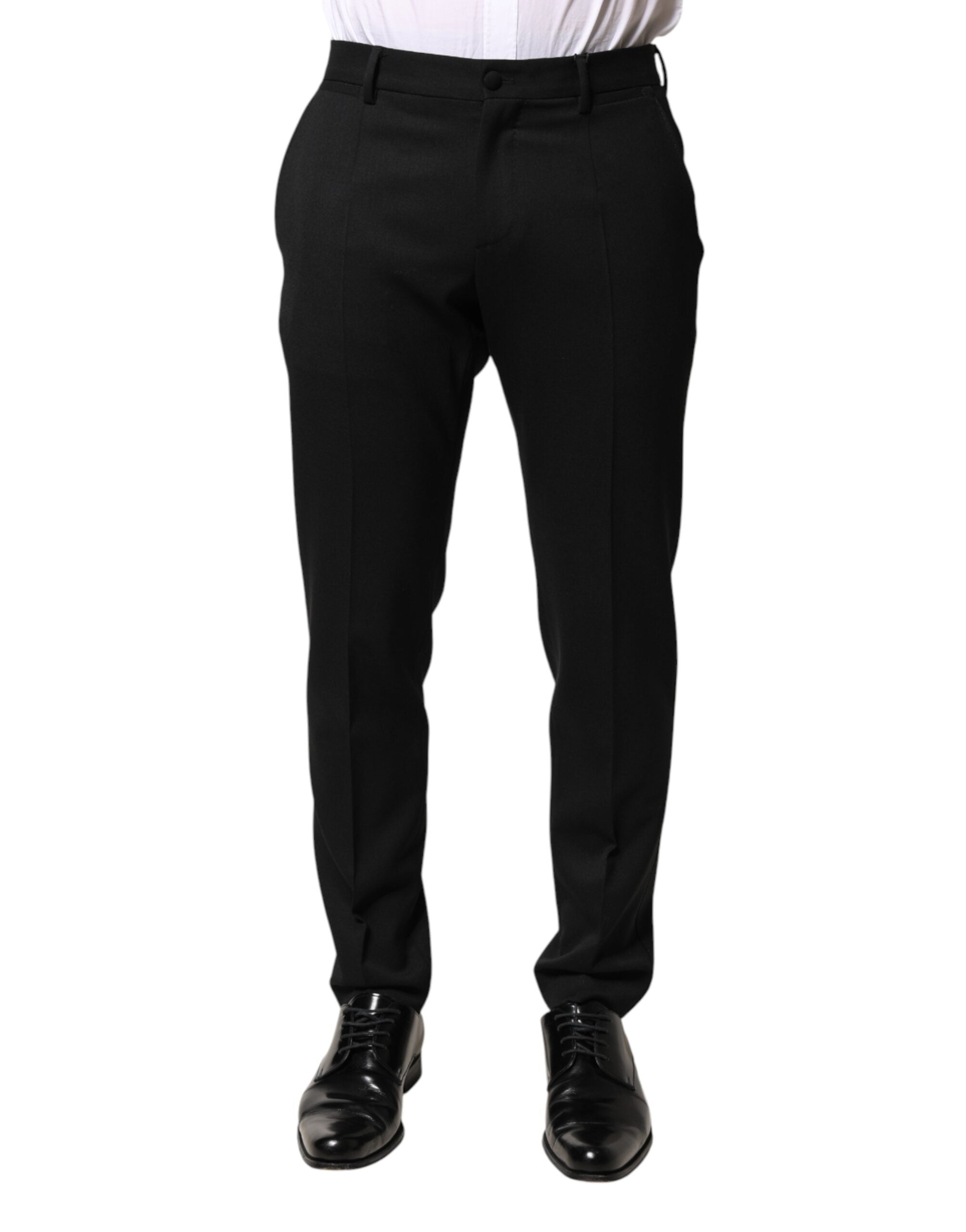 Dolce & Gabbana Black Wool Mid Waist Men Dress Trousers Pants Dolce & Gabbana
