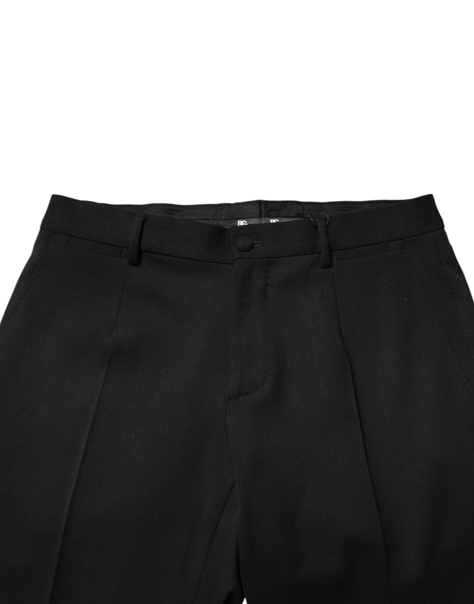 Dolce & Gabbana Black Wool Mid Waist Men Dress Trousers Pants Dolce & Gabbana
