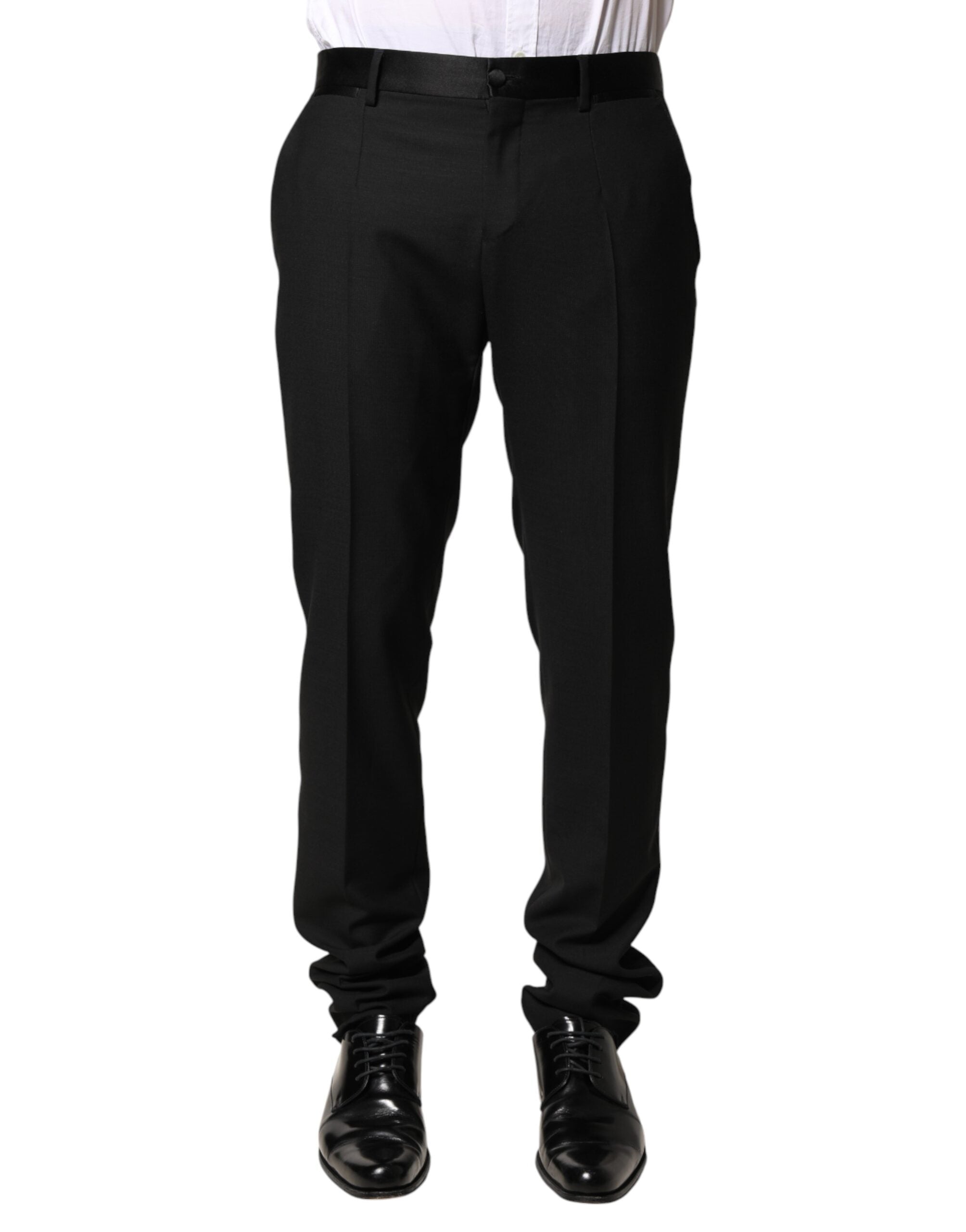Dolce & Gabbana Black Wool Mid Waist Men Dress Trousers Pants Dolce & Gabbana